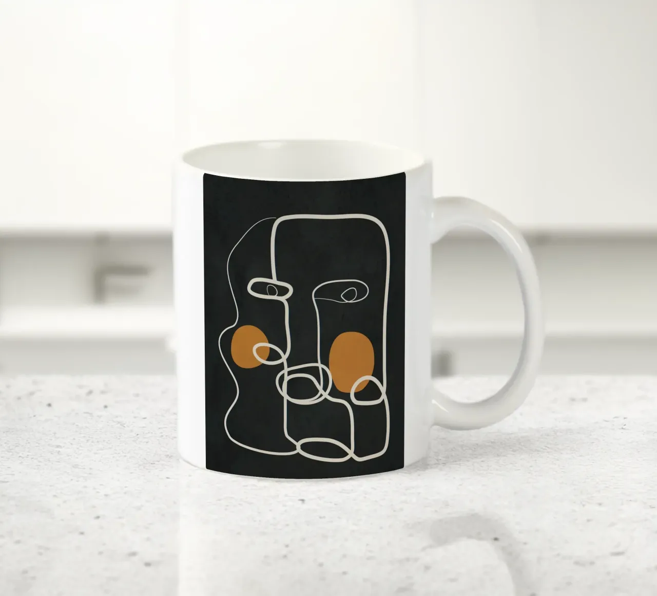Abstract Face Line Art 2 Keramik Tasse von cityart