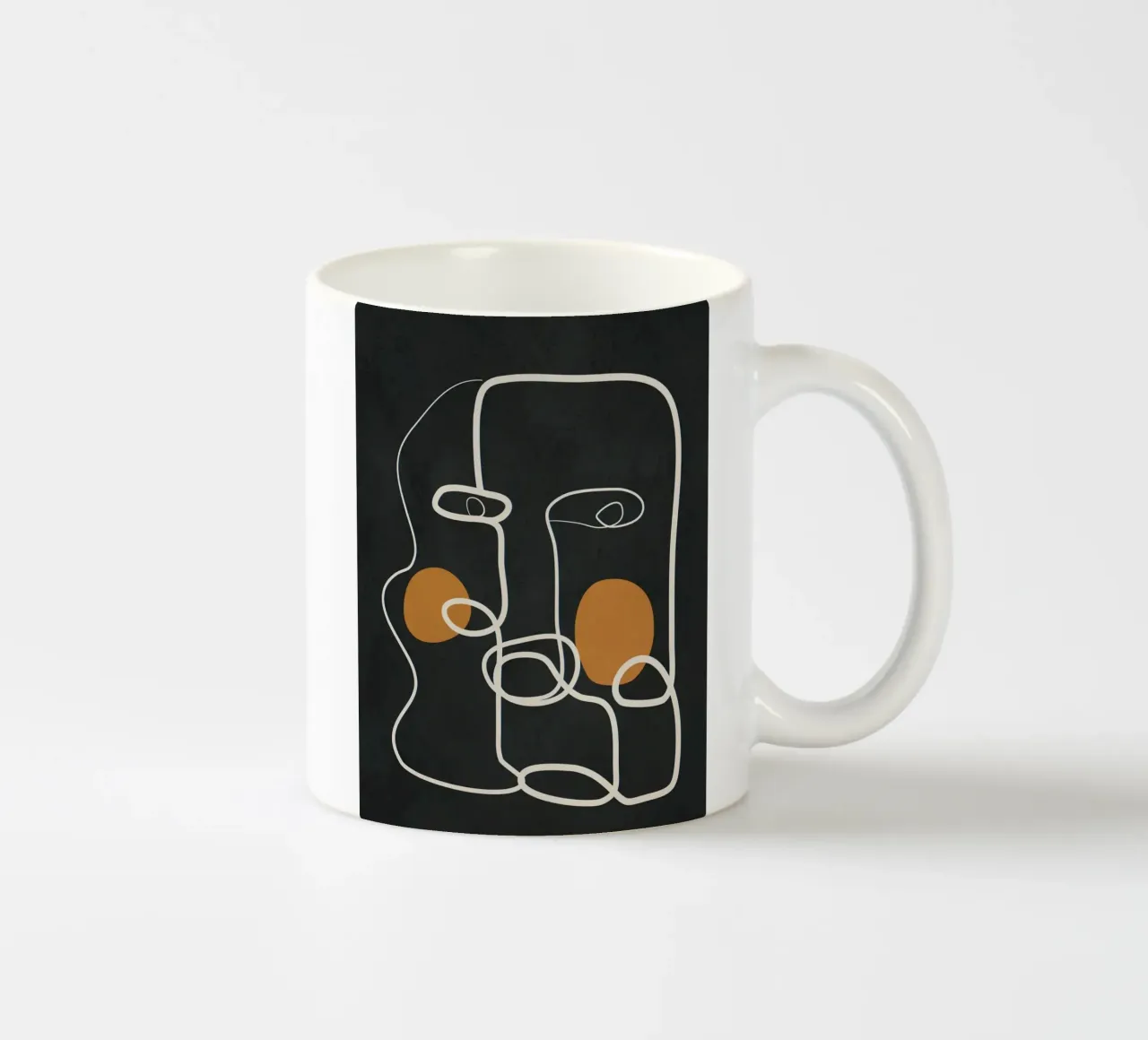 Abstract Face Line Art 2 Keramik Tasse von cityart