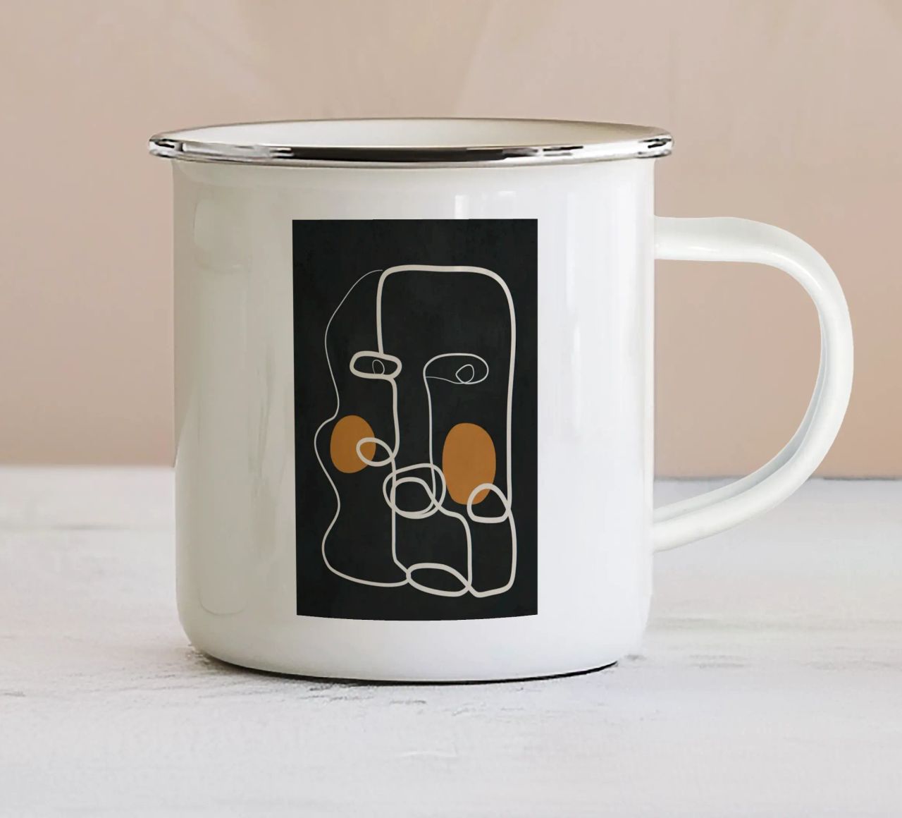 Abstract Face Line Art 2 tazza in smalto da cityart