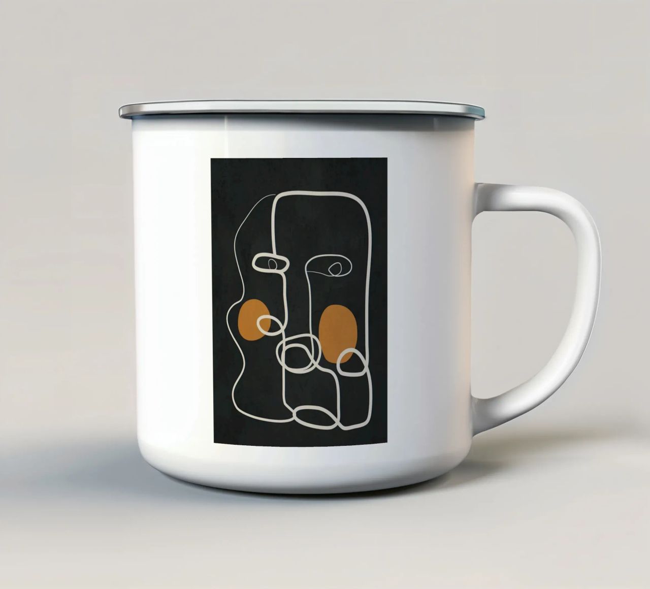 Abstract Face Line Art 2 tazza in smalto da cityart