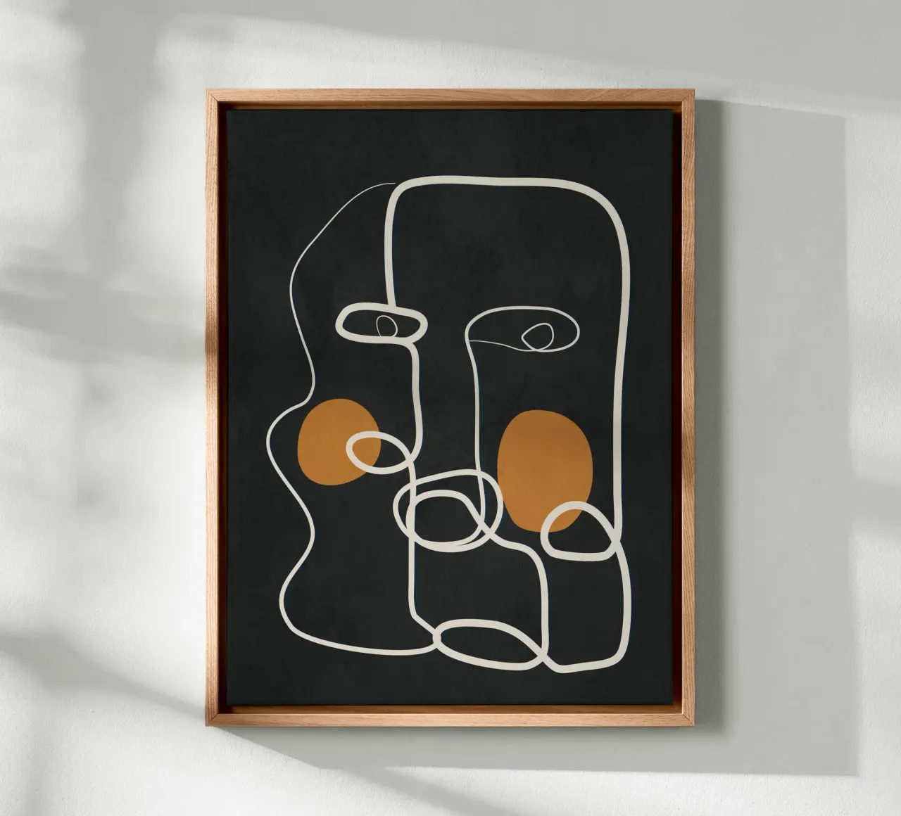 Abstract Face Line Art 2 canvas met Baklijst van cityart