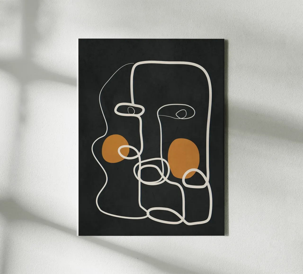 Abstract Face Line Art 2 canvas met Baklijst van cityart