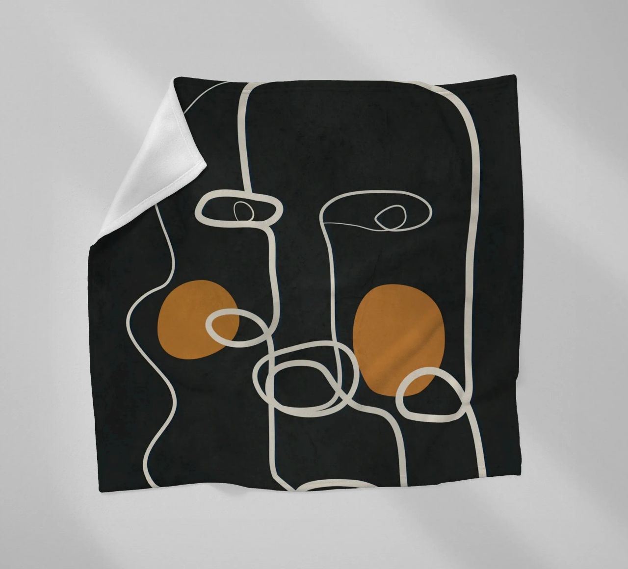 Abstract Face Line Art 2 coperta in pile da cityart