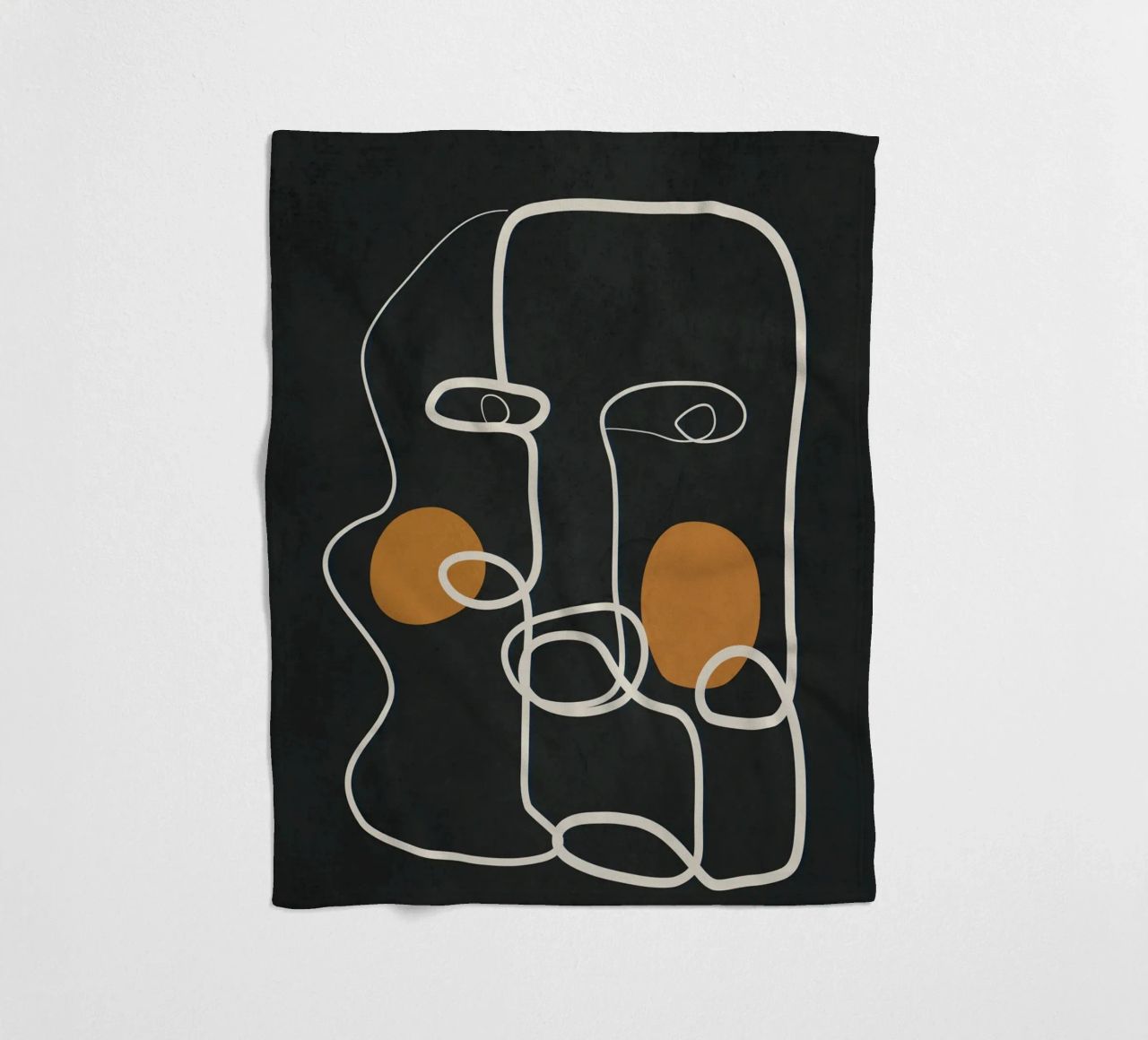 Abstract Face Line Art 2 coperta in pile da cityart