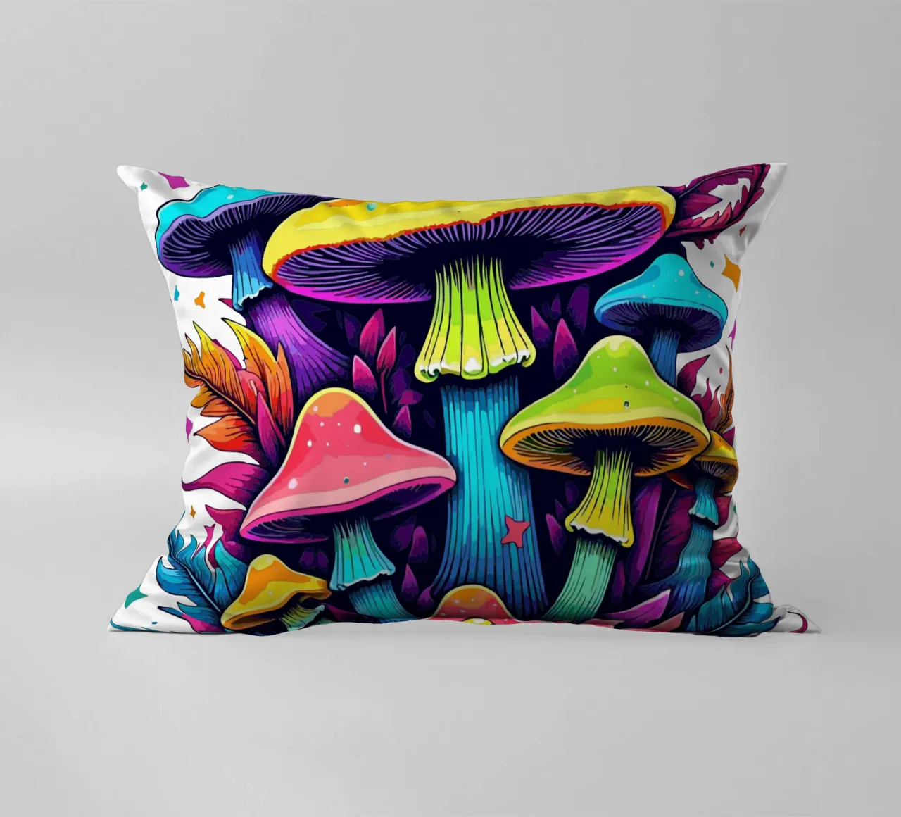 Mystical Mushroom Bloom decorative cushion by artdesign1985