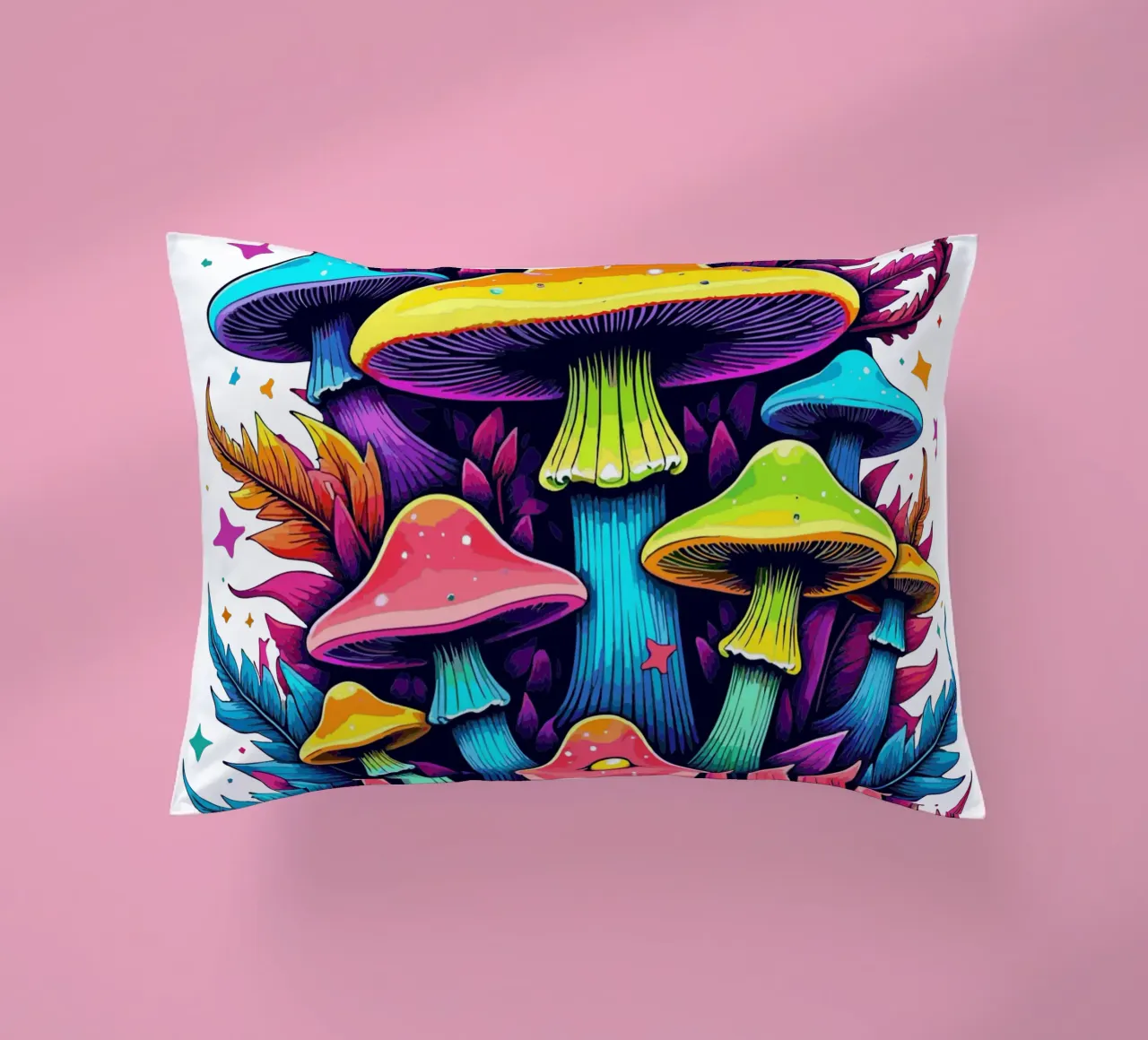 Mystical Mushroom Bloom decorative cushion by artdesign1985