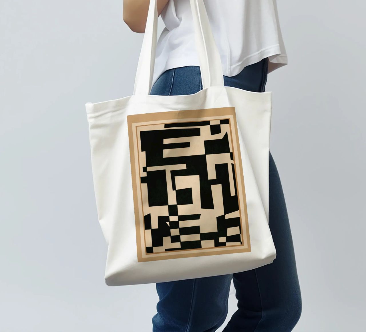 Abstract Edged Form borsa in juta da cityart