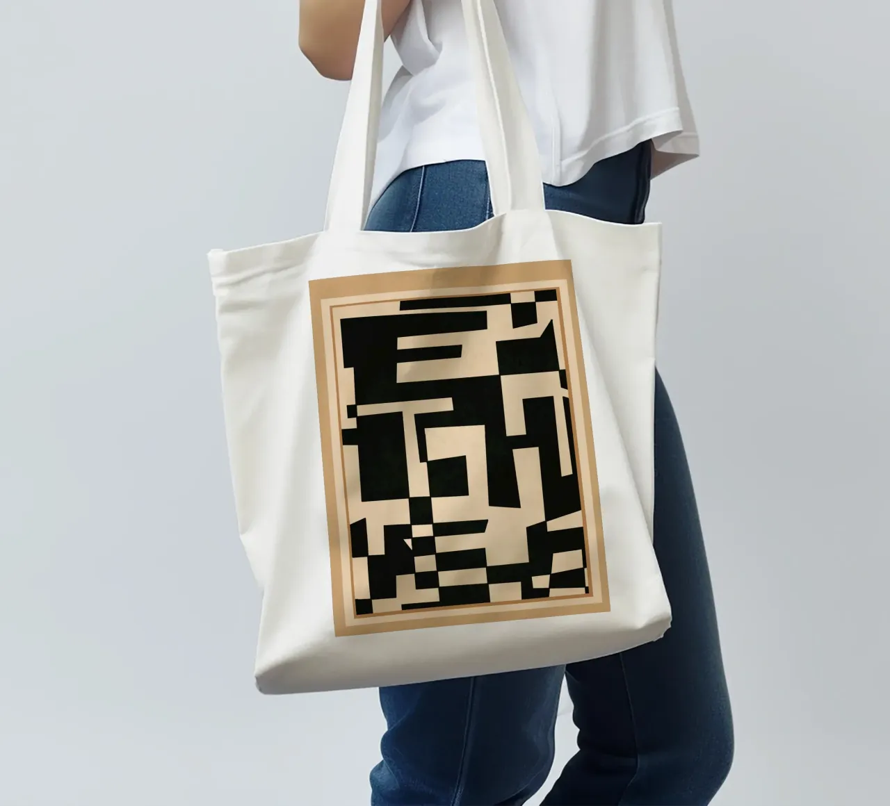 Abstract Edged Form borsa in juta da cityart