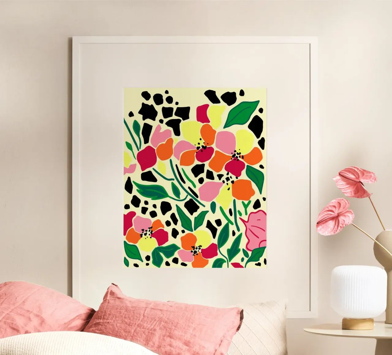 Puntini del giardino tropicale poster con telaio in alluminio da Kintsugi99