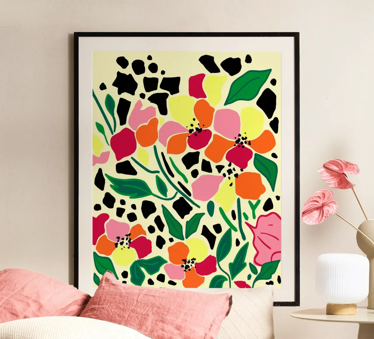 Puntini del giardino tropicale poster con telaio in alluminio da Kintsugi99
