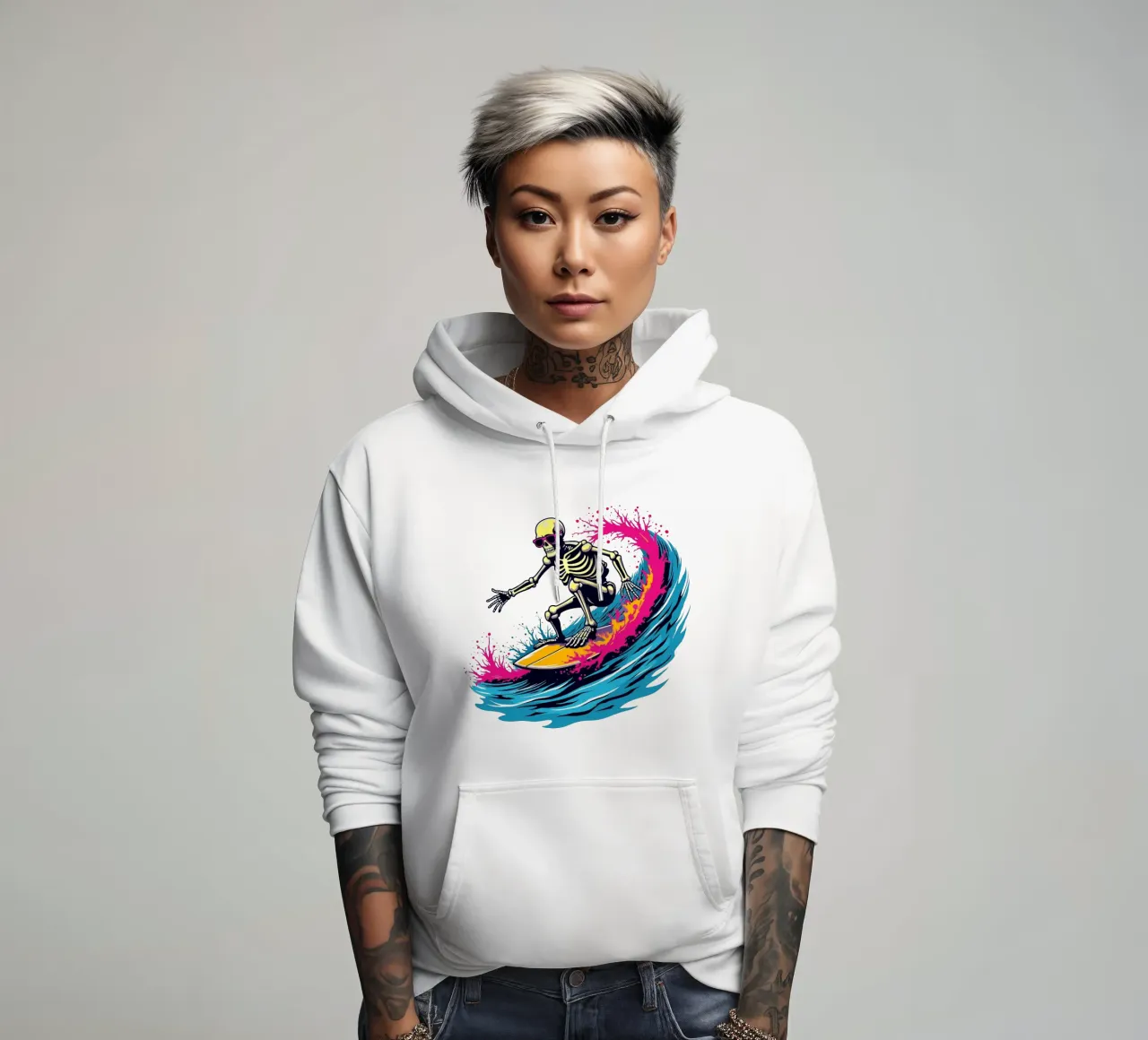 Ondata di scheletro tritatutto felpa con cappuccio da artdesign1985