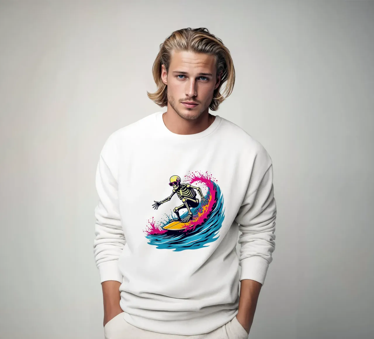 Shreddin' Skeleton Wave sudadera de artdesign1985