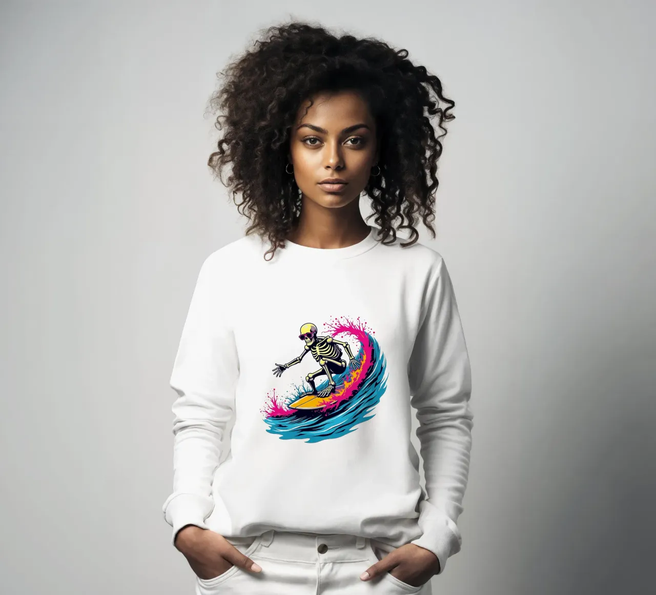 Shreddin' Skeleton Wave sweatshirt by artdesign1985