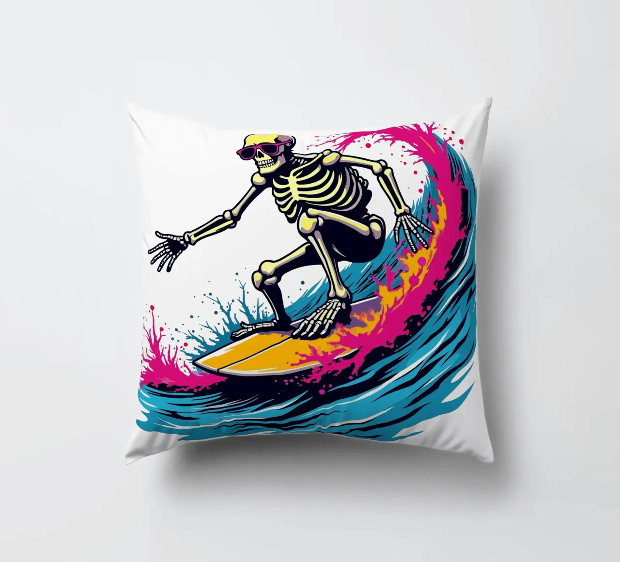 Ondata di scheletro tritatutto cuscino da artdesign1985