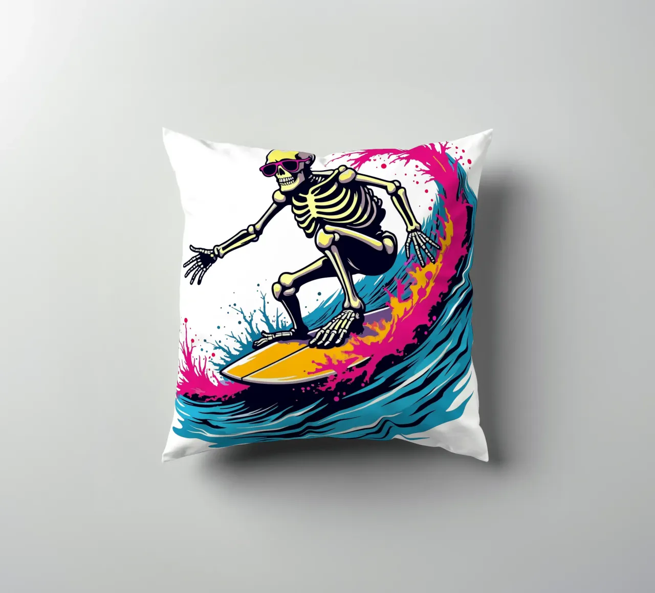 Ondata di scheletro tritatutto cuscino da artdesign1985