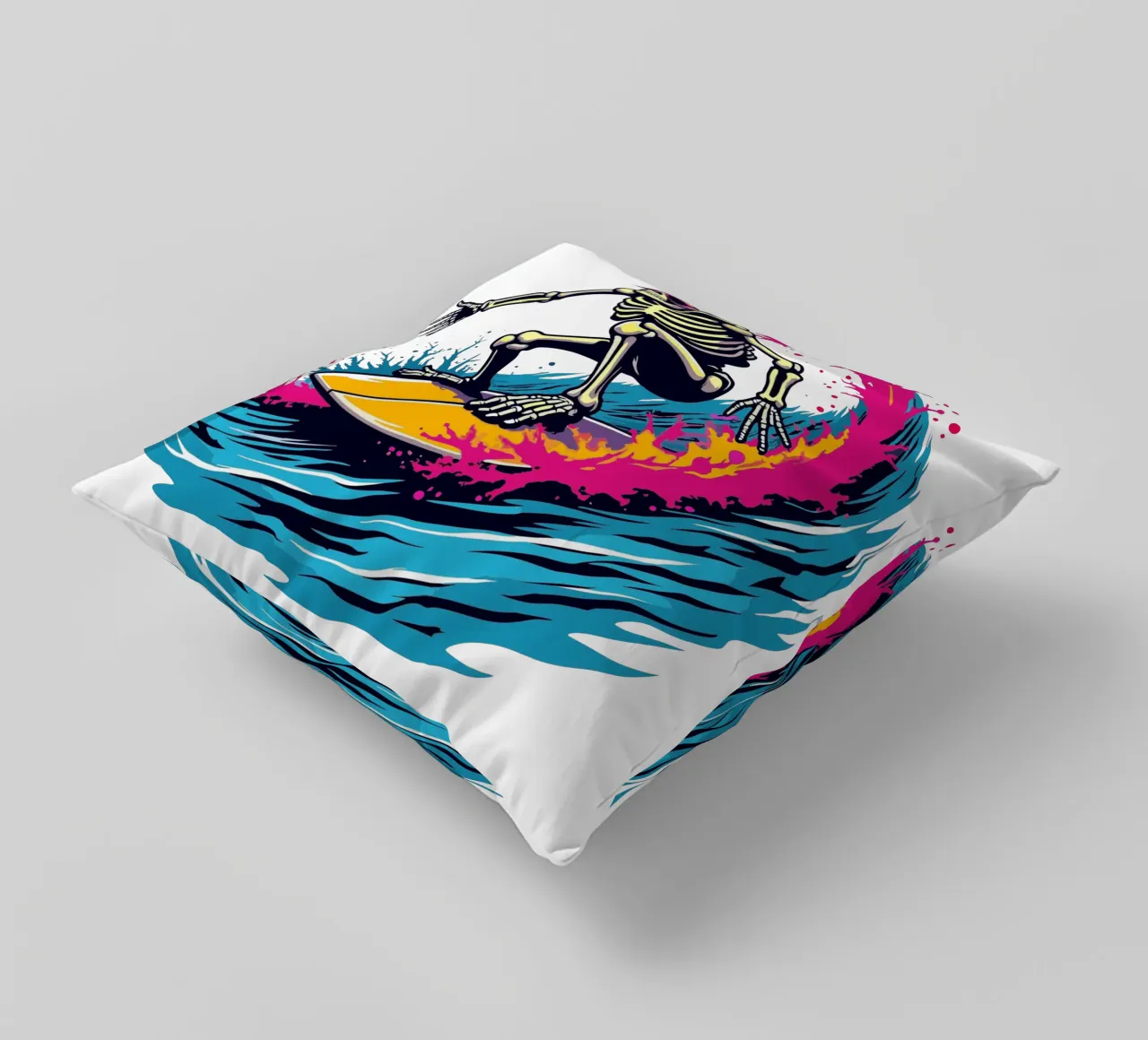 Ondata di scheletro tritatutto cuscino da artdesign1985