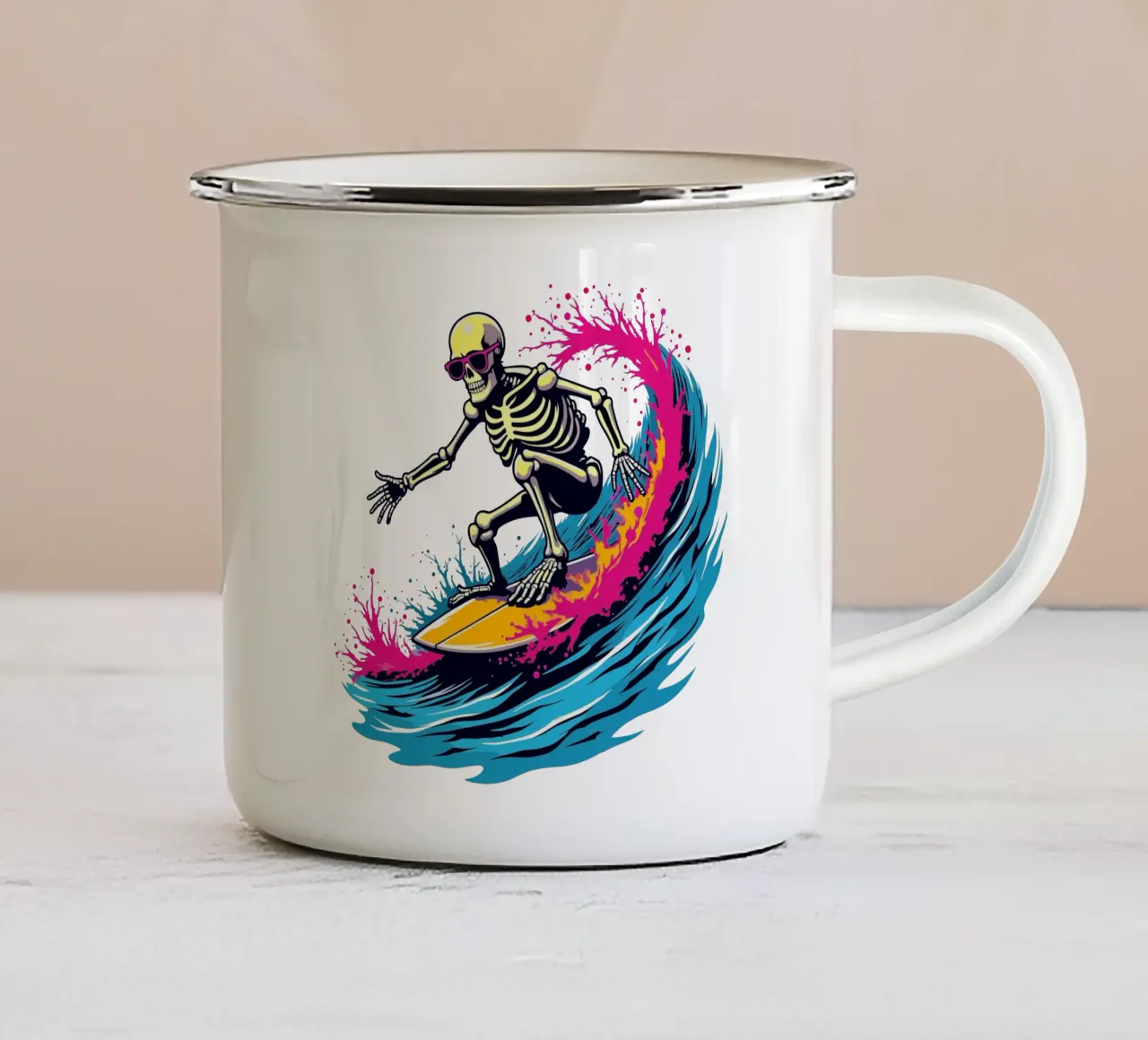 Ondata di scheletro tritatutto tazza in smalto da artdesign1985