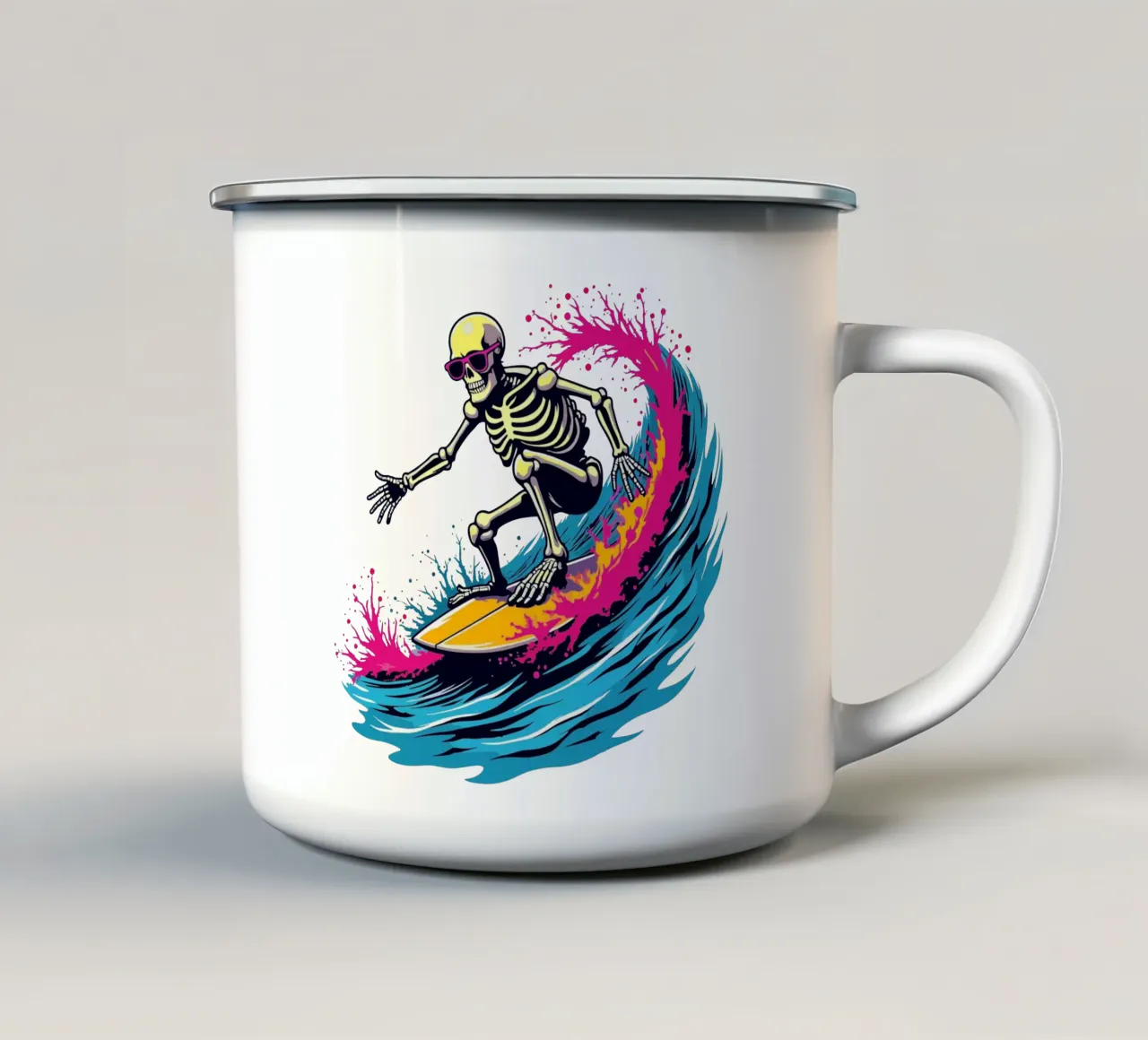 Ondata di scheletro tritatutto tazza in smalto da artdesign1985