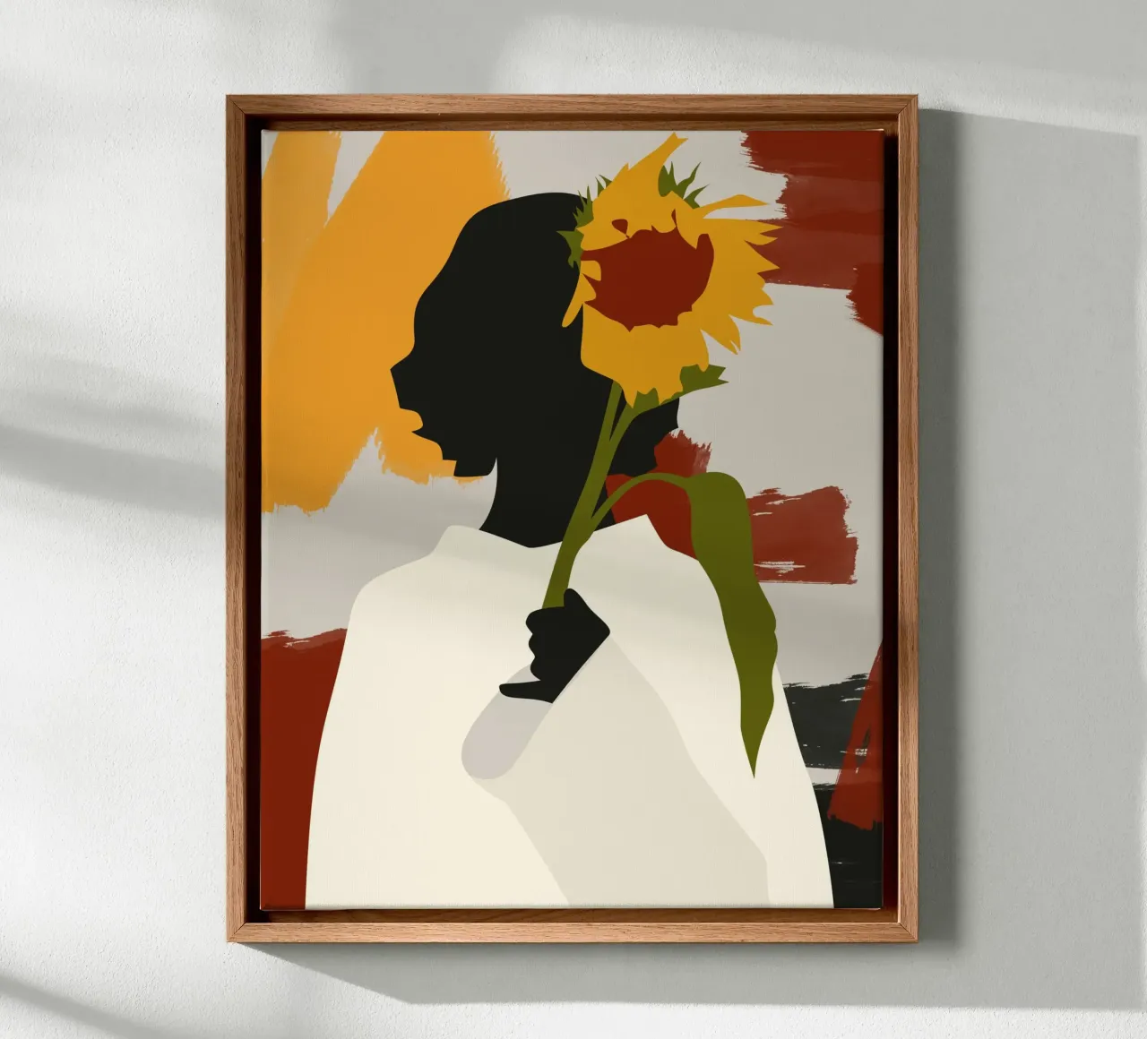 Anima in ombra con stampa di girasoli tela con Cornice a cassetta da Kintsugi99