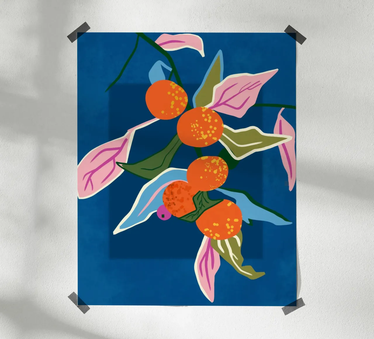 Arancia botanica Lush poster con telaio in legno da Kintsugi99