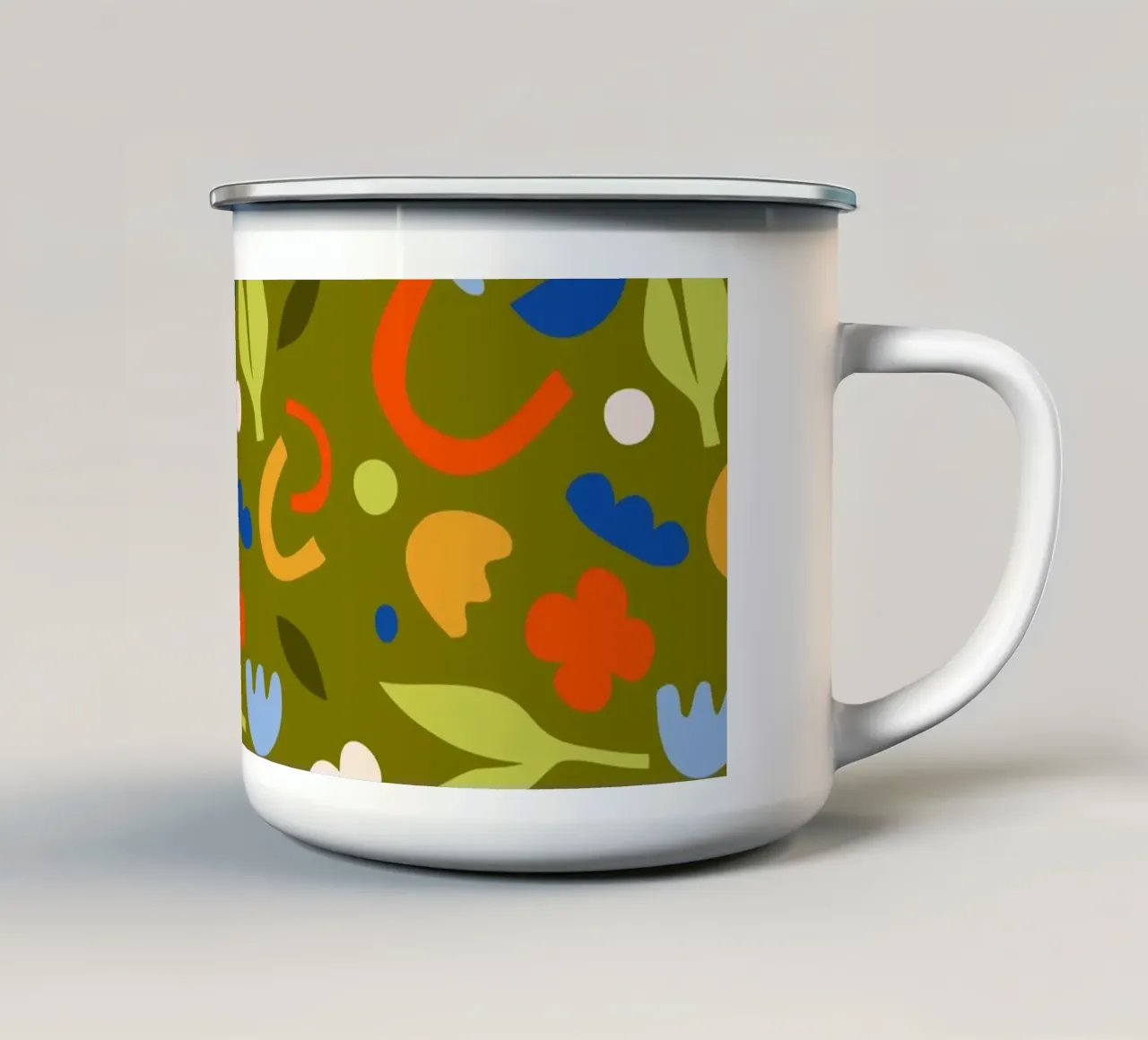 Olijfweide emaille mok van Kintsugi99