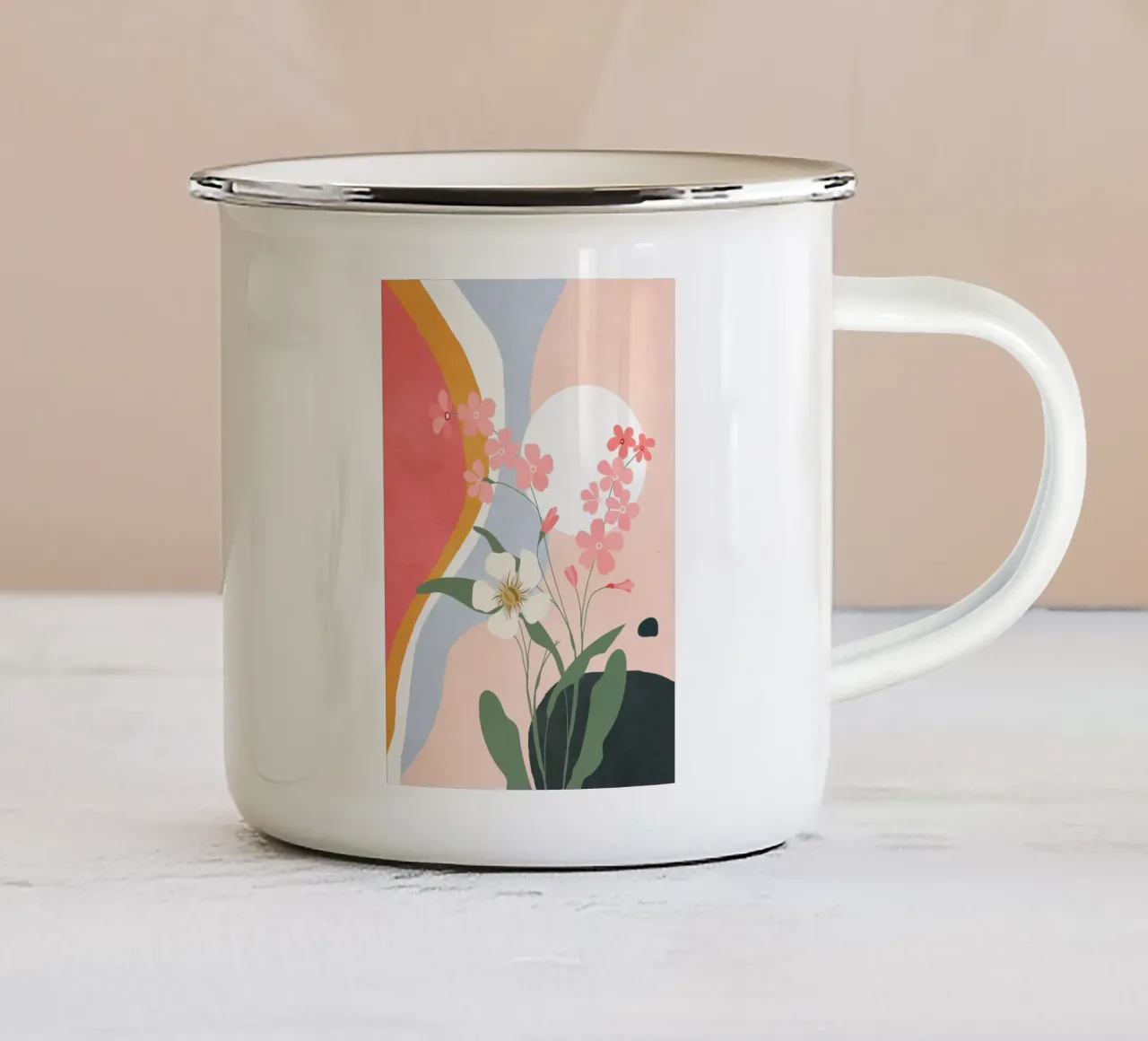 Colorful Flower Design 1 tazza in smalto da Flow Line