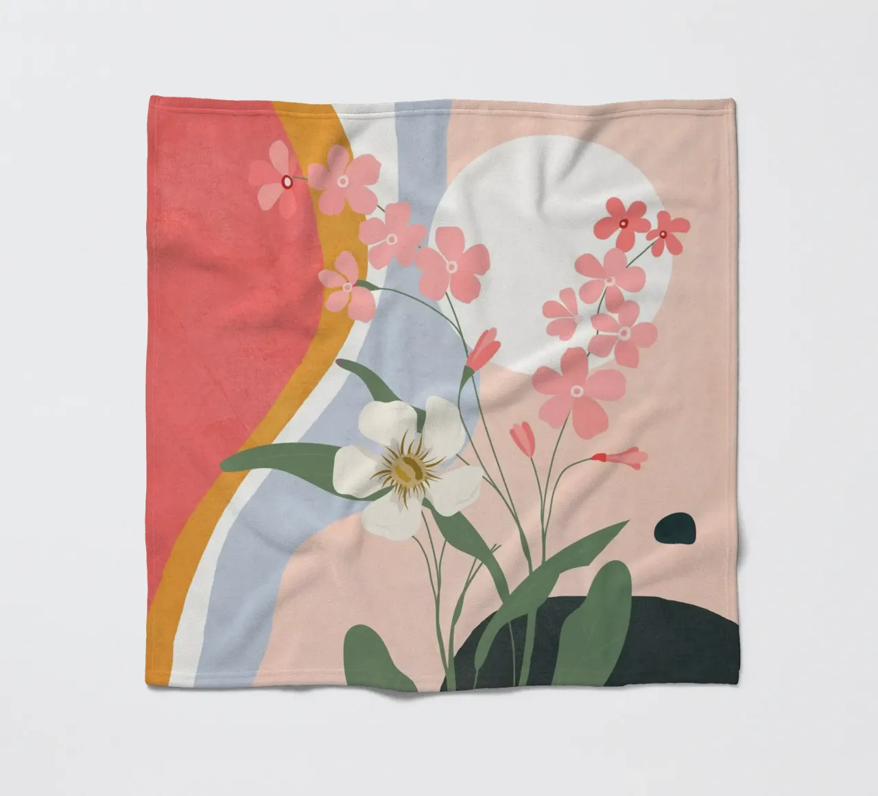 Colorful Flower Design 1 fleece blanket by Flow Line