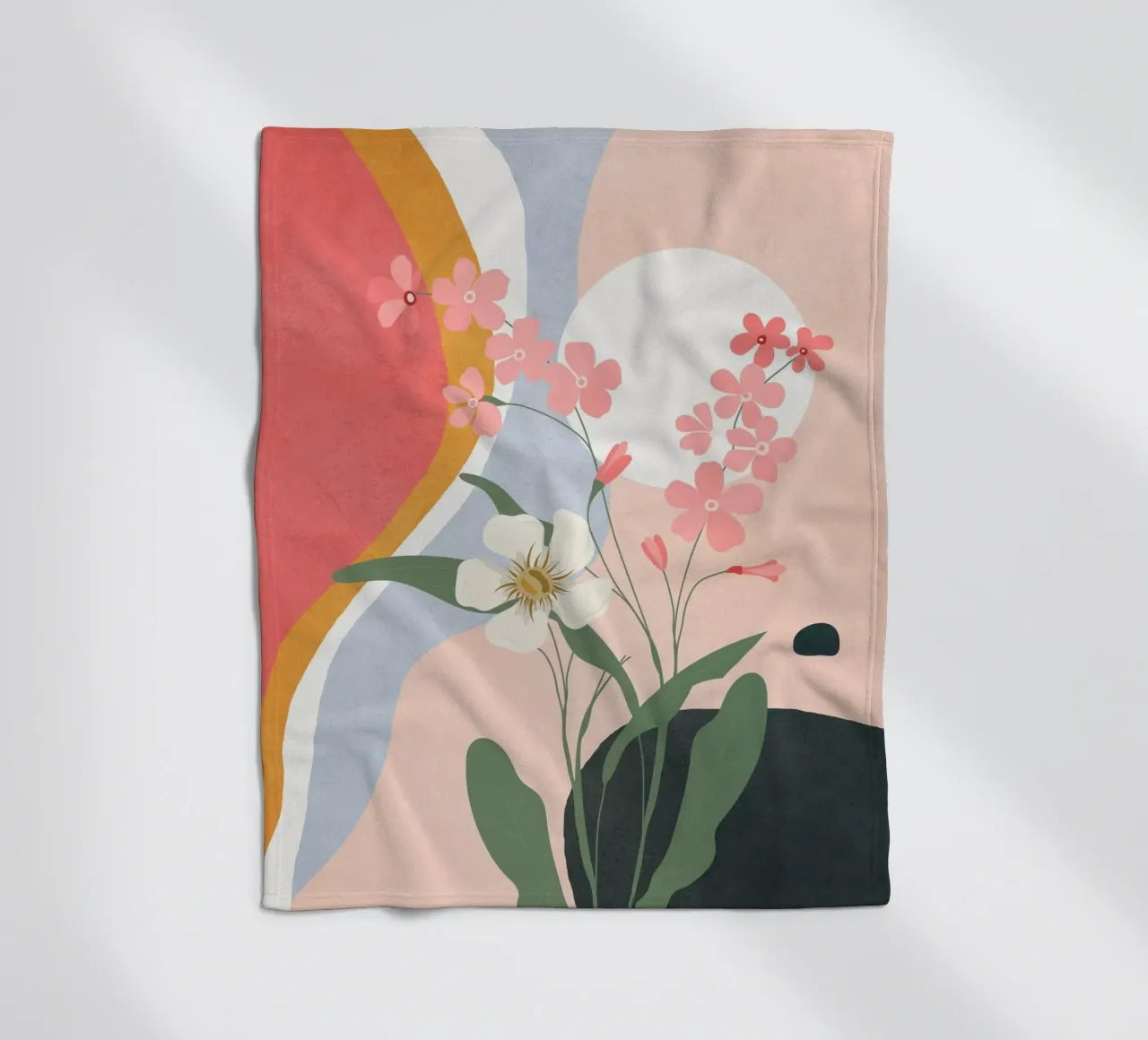 Colorful Flower Design 1 fleece blanket by Flow Line