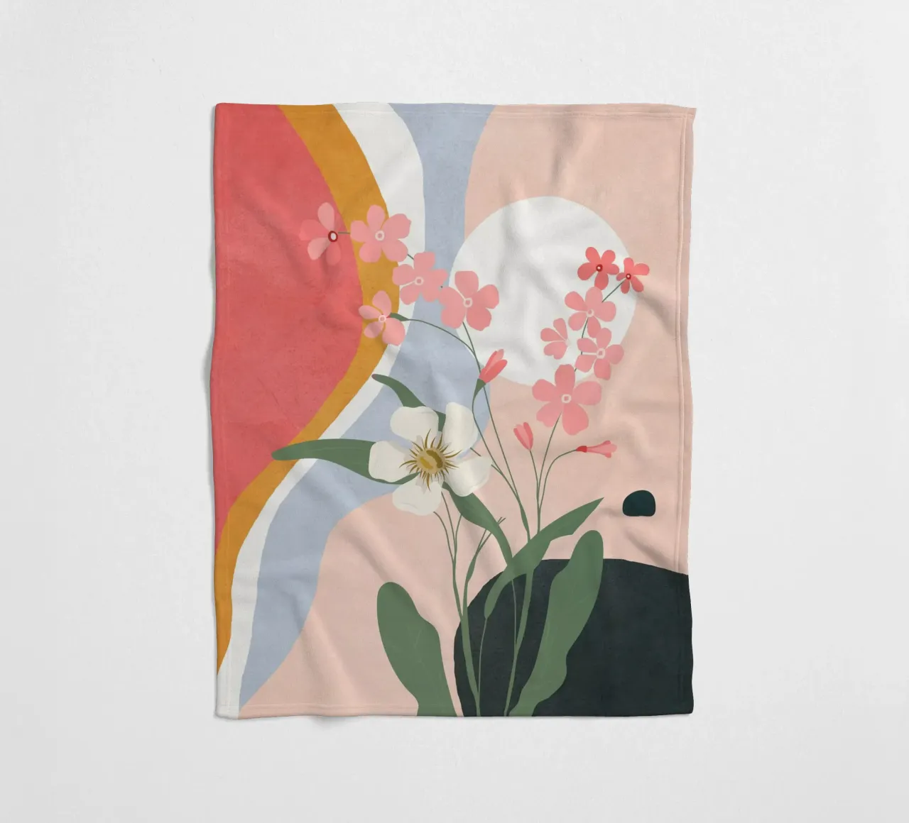 Colorful Flower Design 1 fleece blanket by Flow Line