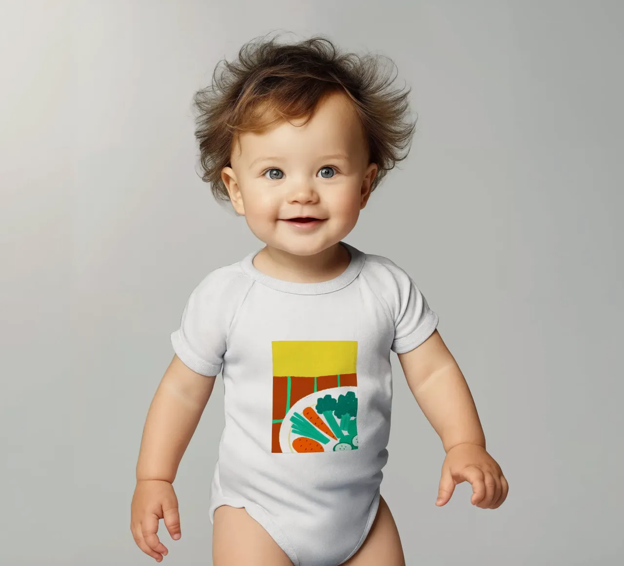 Carote e broccoli body neonato maniche corte da PERSONAL TOUCH
