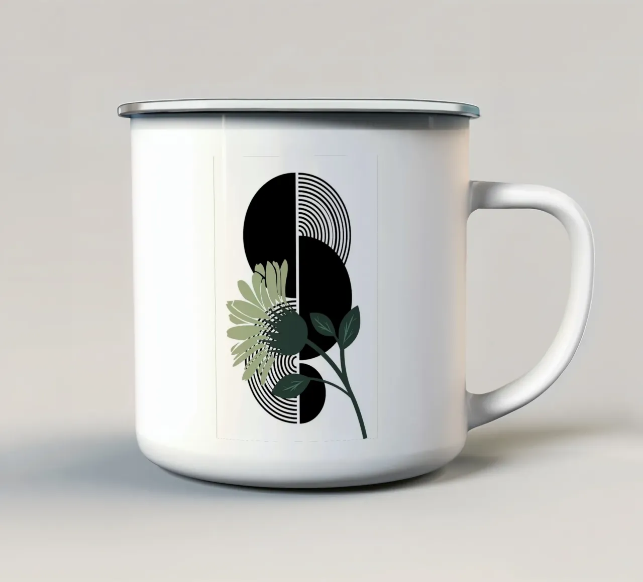 fiore forme geometriche metà simmetria tazza in smalto da Kirsten C Nolan