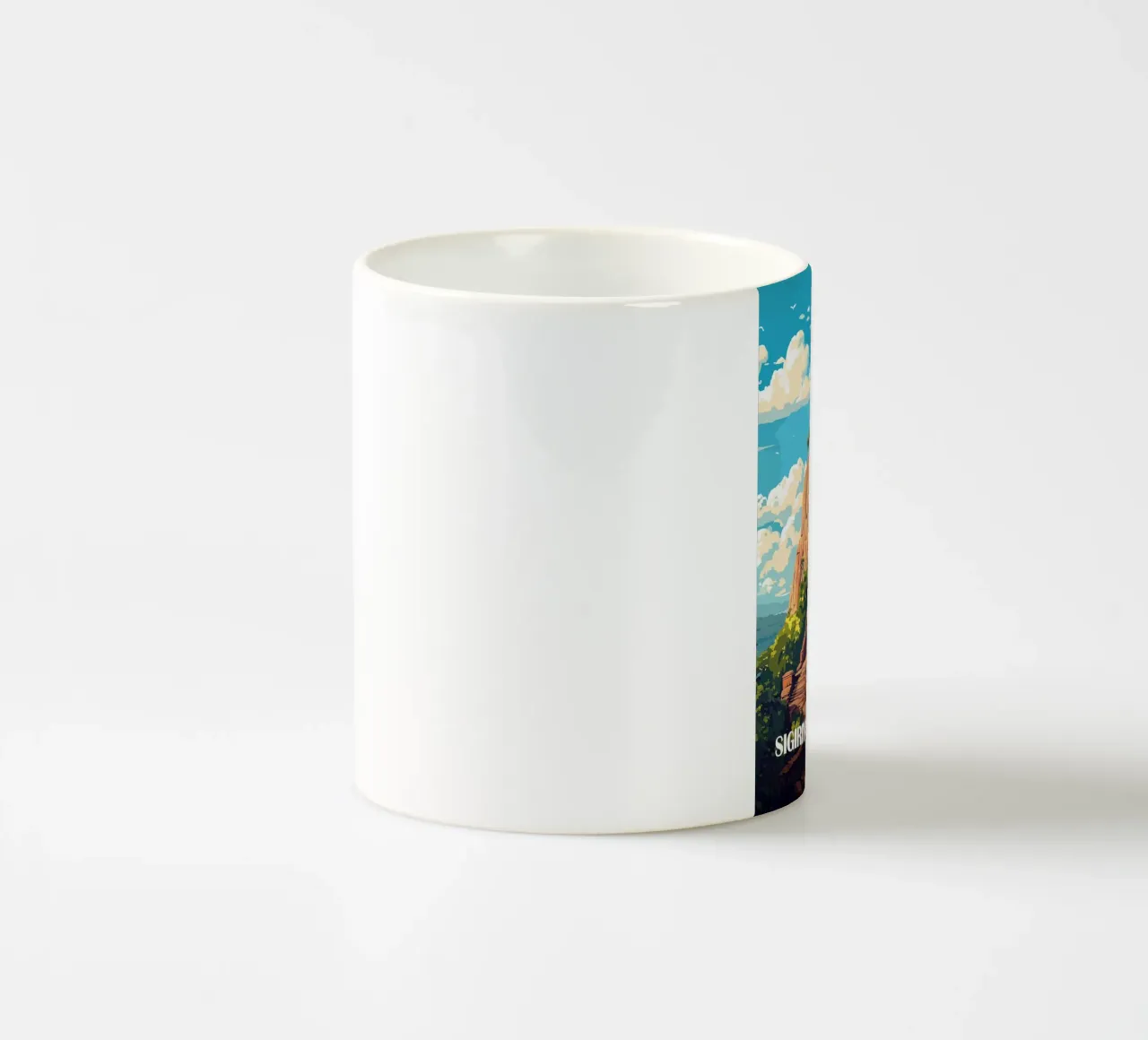 fortezza di roccia scale tempio alberi tazza in ceramica da Kirsten C Nolan