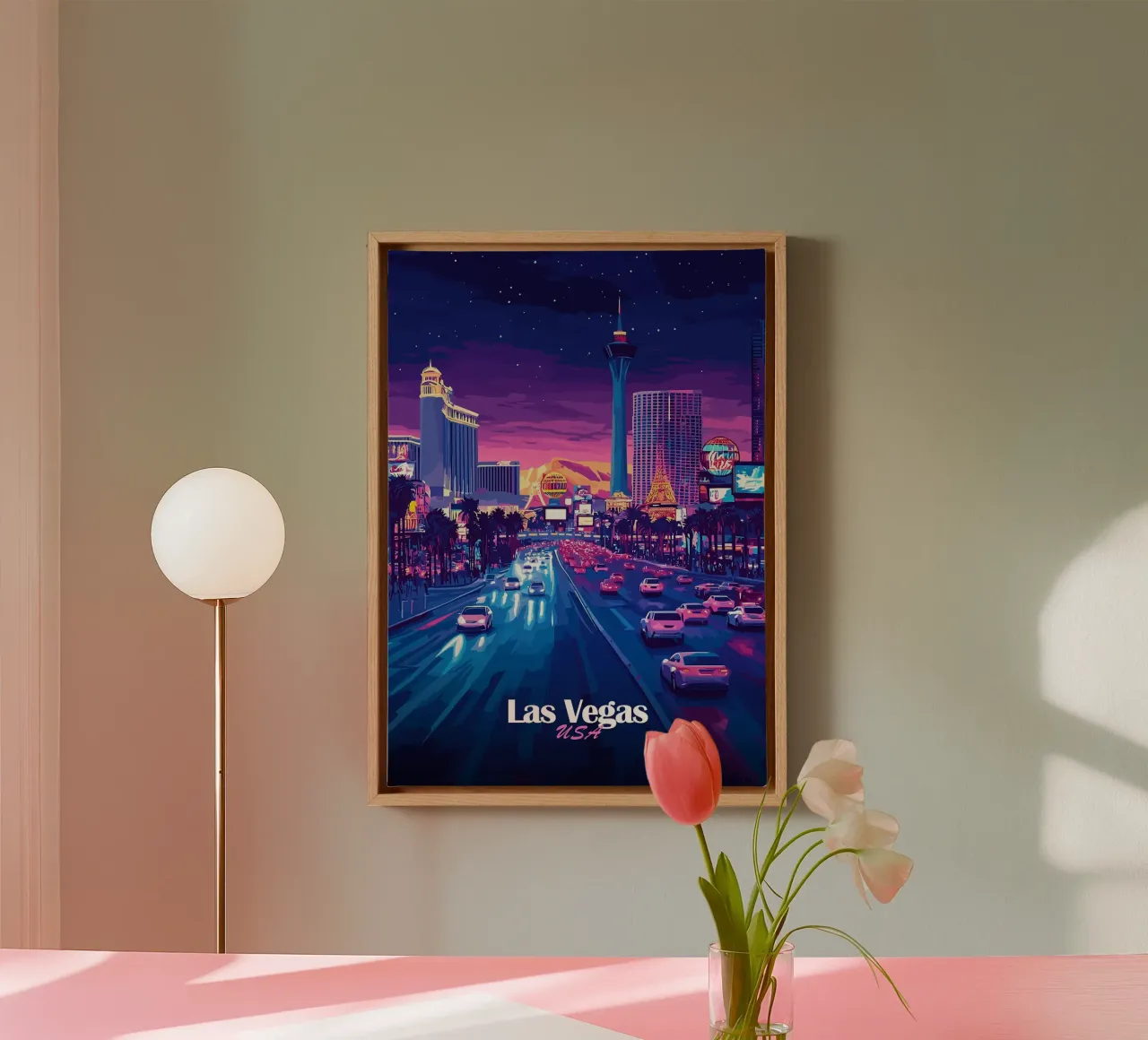 paysage urbain Las Vegas néons scène de nuit toile de Kirsten C Nolan