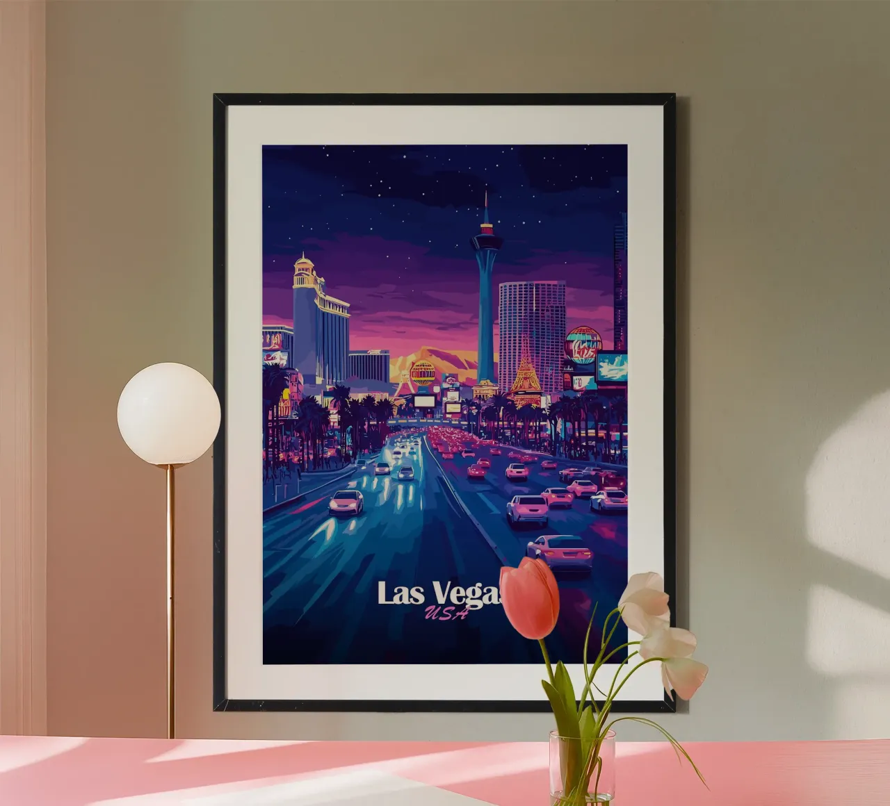paesaggio urbano Las Vegas luci al neon scena notturna poster da Kirsten C Nolan
