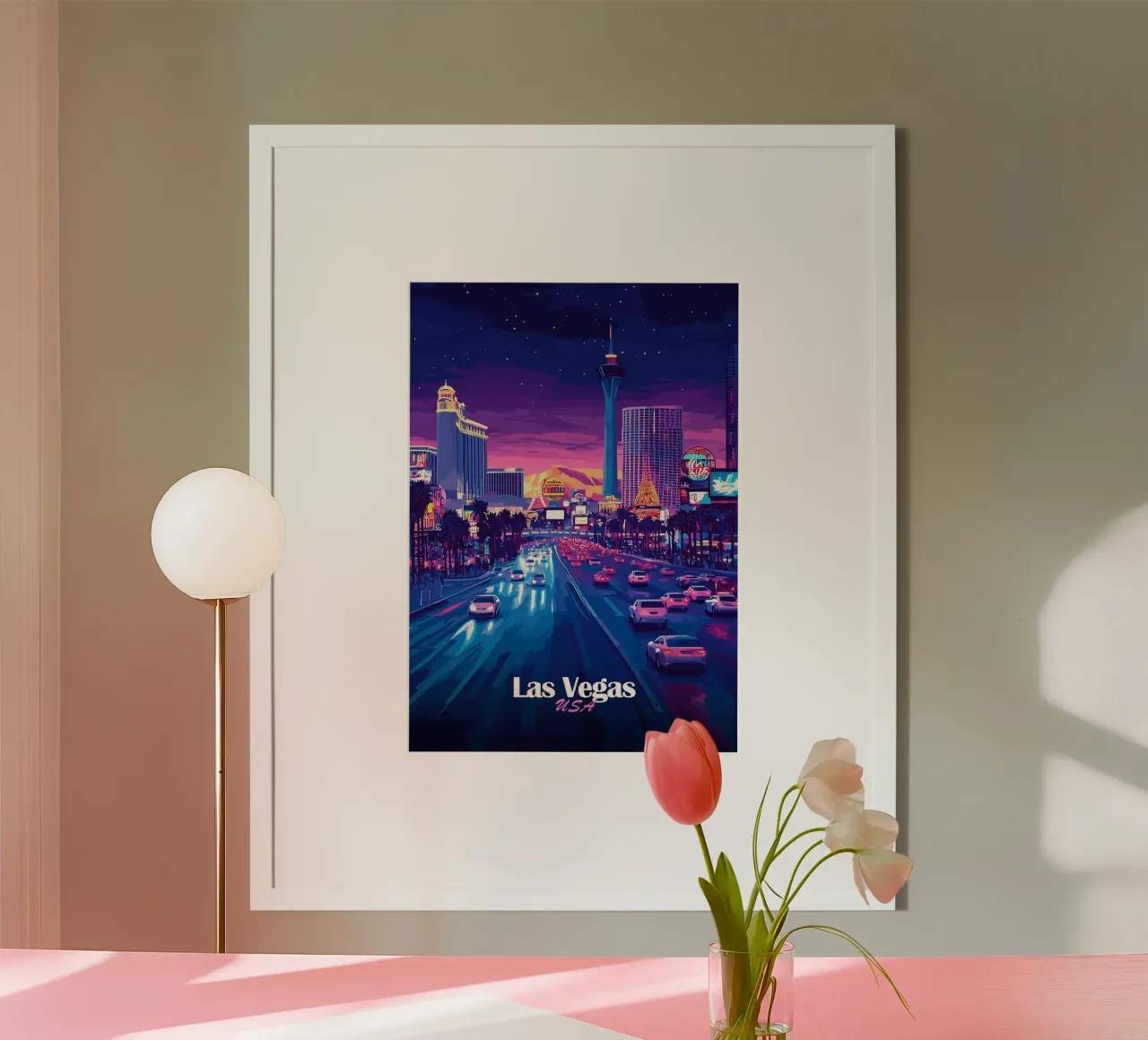 paesaggio urbano Las Vegas luci al neon scena notturna poster da Kirsten C Nolan
