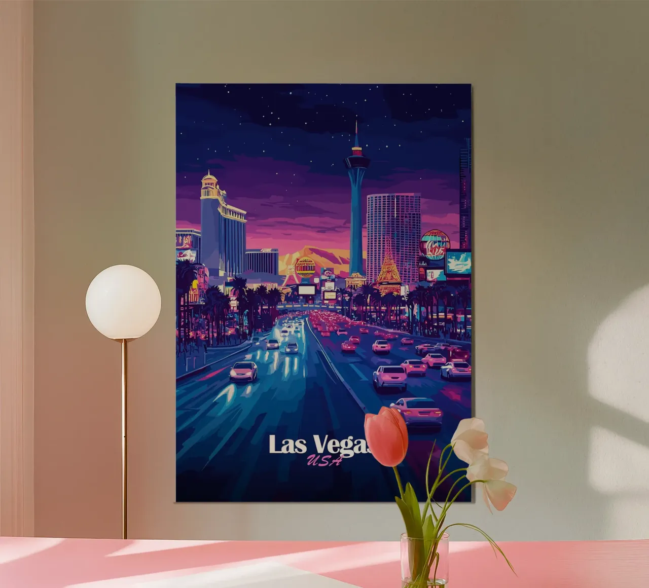 paesaggio urbano Las Vegas luci al neon scena notturna poster da Kirsten C Nolan