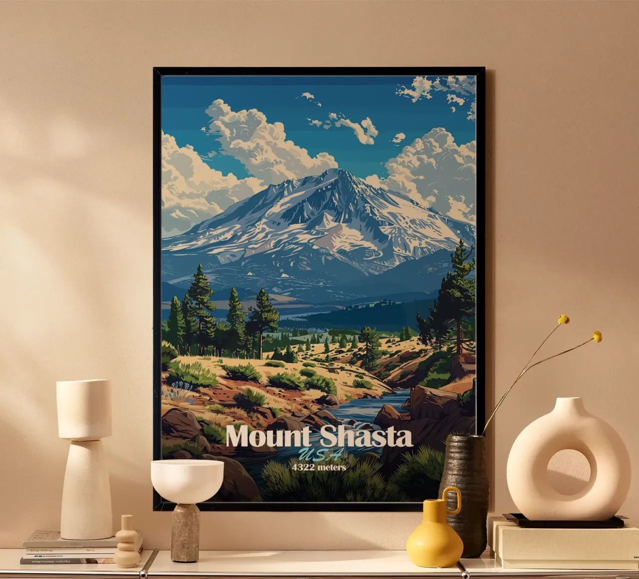 monte shasta foresta montana alberi poster da James Isaac Jackson