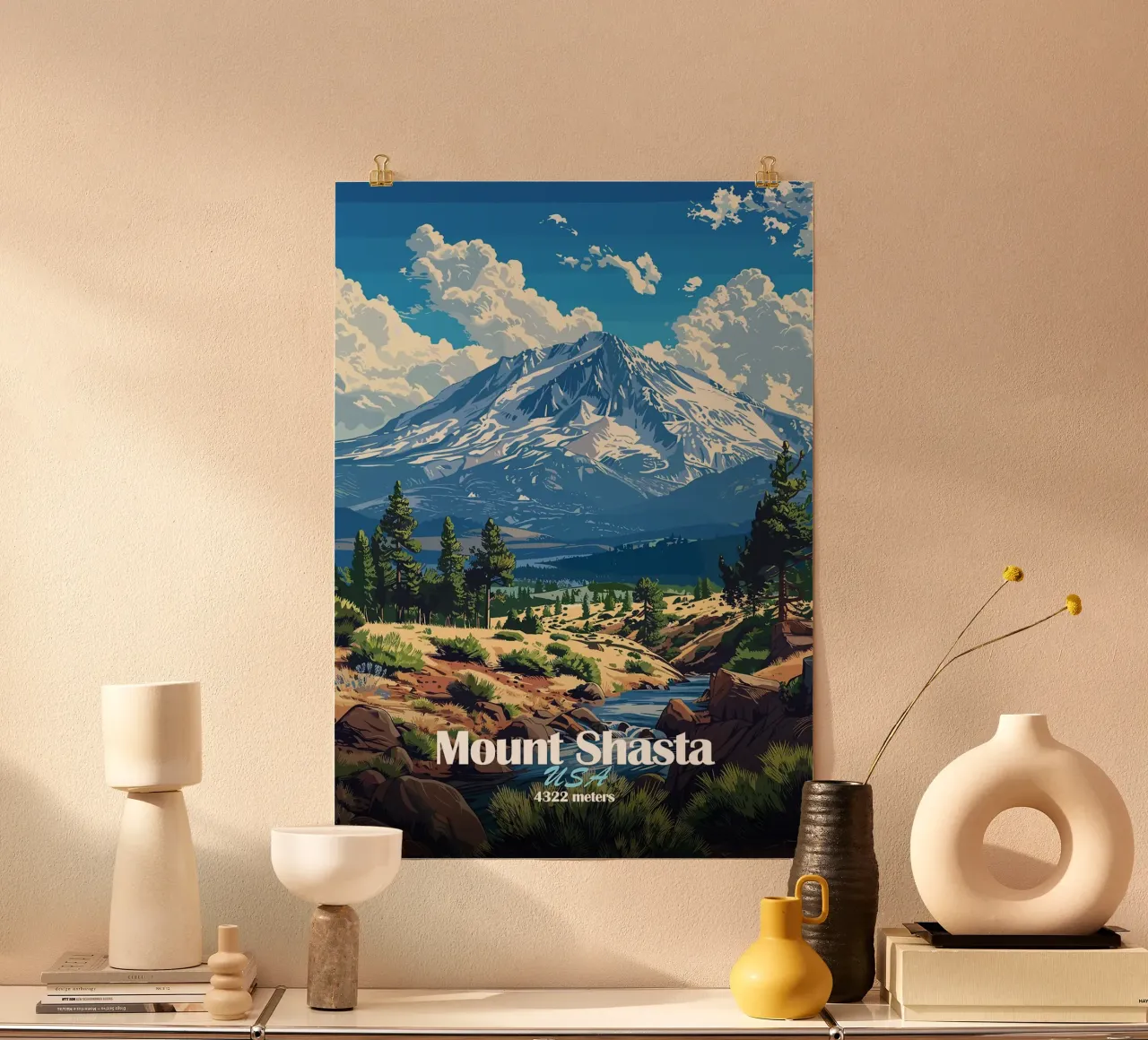monte shasta foresta montana alberi poster da James Isaac Jackson
