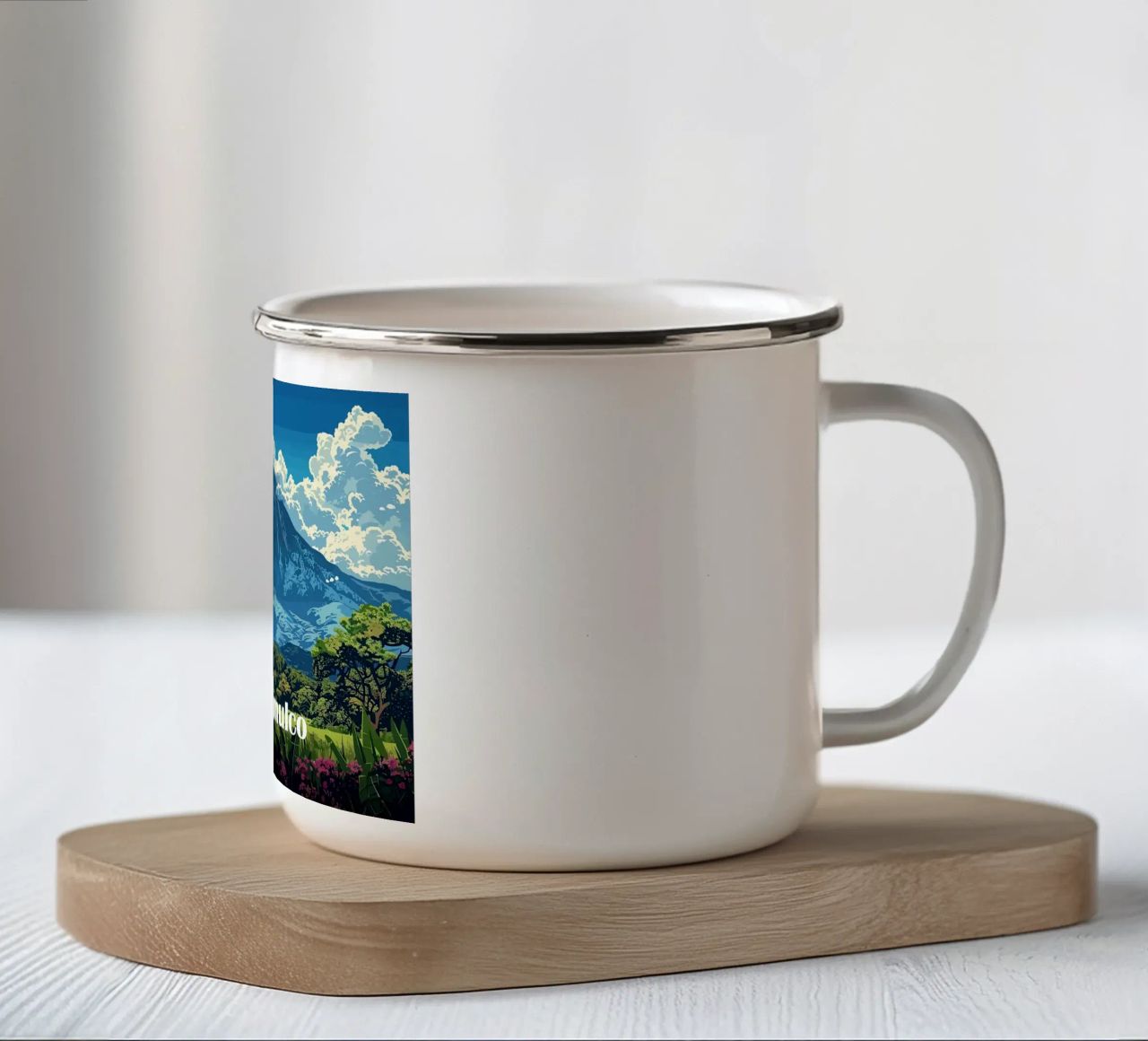vulcano montagna nuvole cielo tazza in smalto da James Isaac Jackson