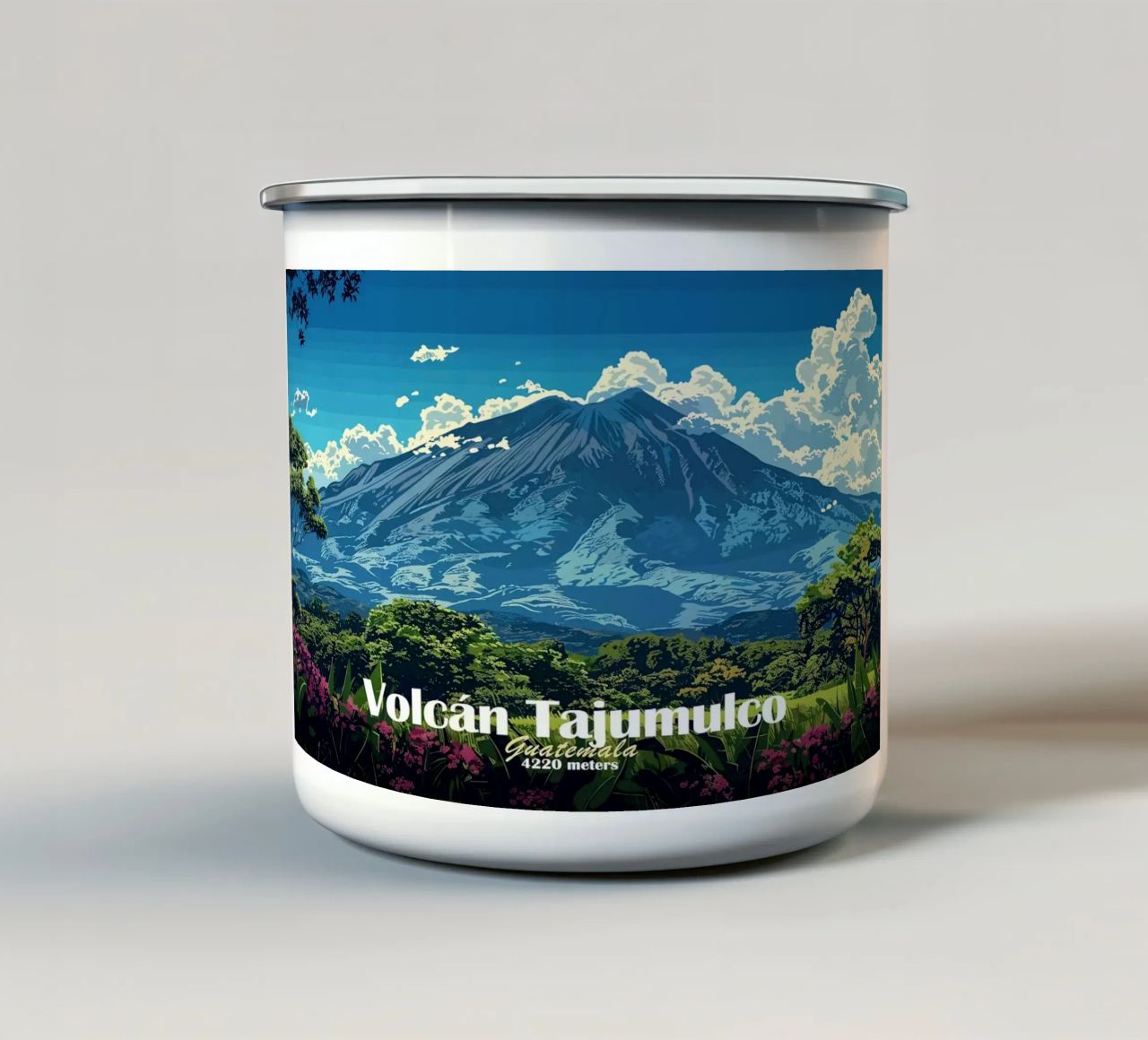 vulcano montagna nuvole cielo tazza in smalto da James Isaac Jackson