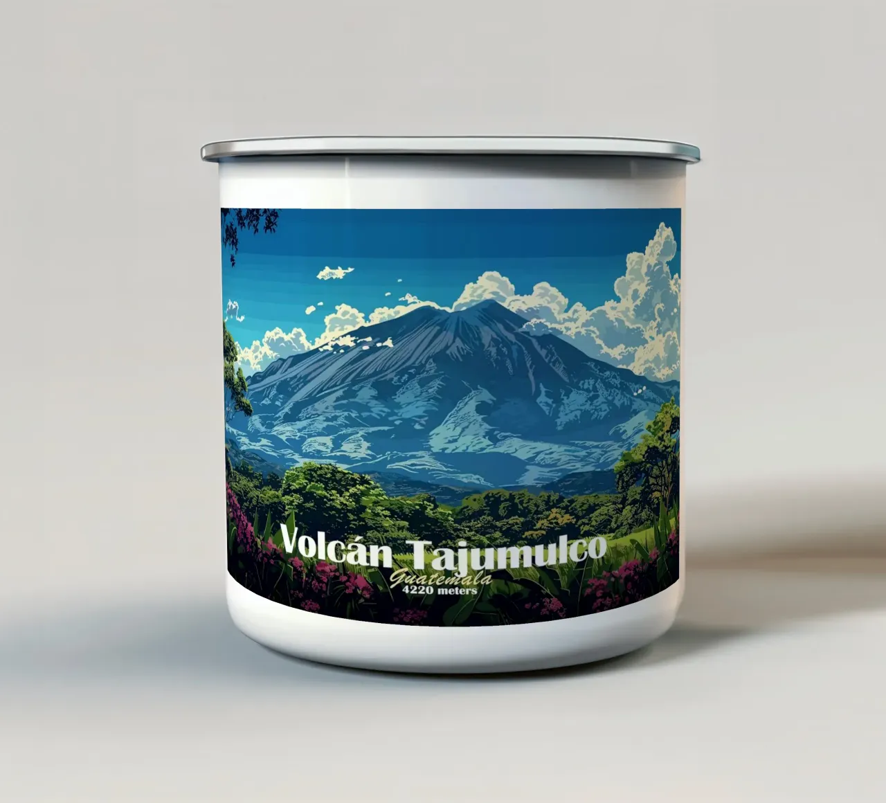 vulcano montagna nuvole cielo tazza in smalto da James Isaac Jackson