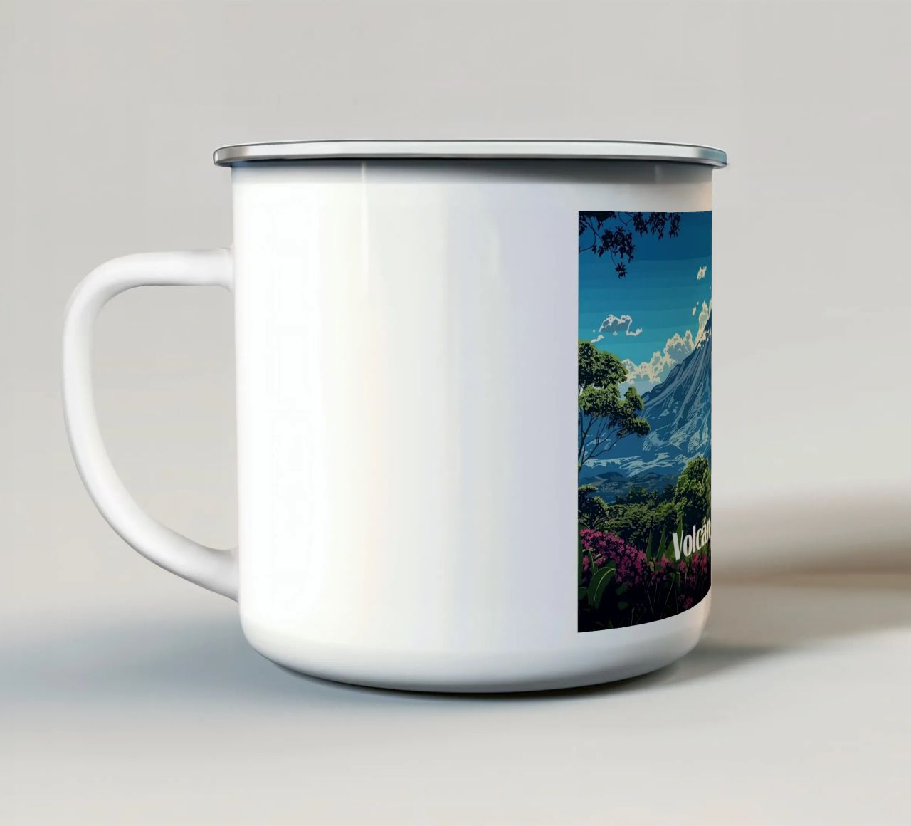vulcano montagna nuvole cielo tazza in smalto da James Isaac Jackson