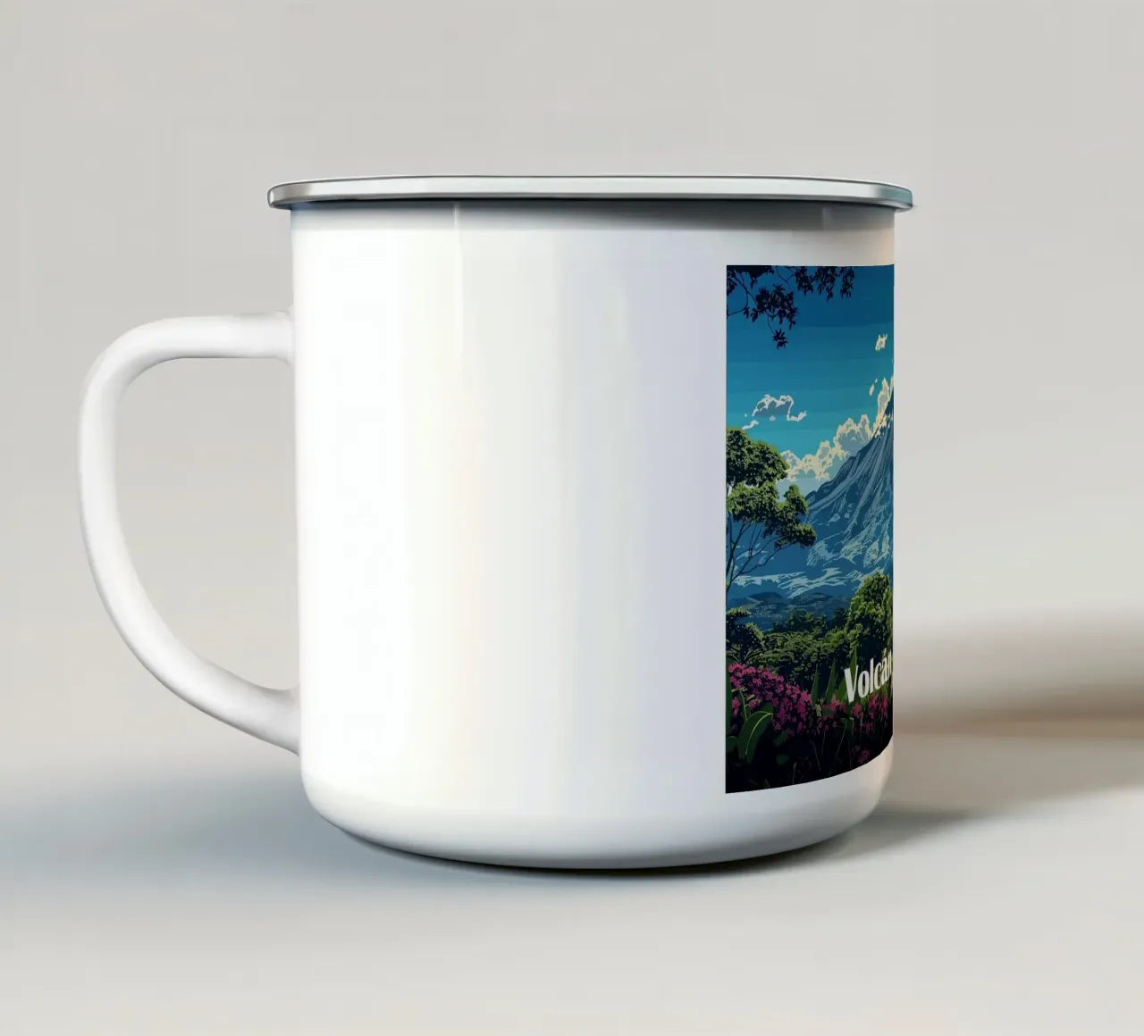 vulcano montagna nuvole cielo tazza in smalto da James Isaac Jackson