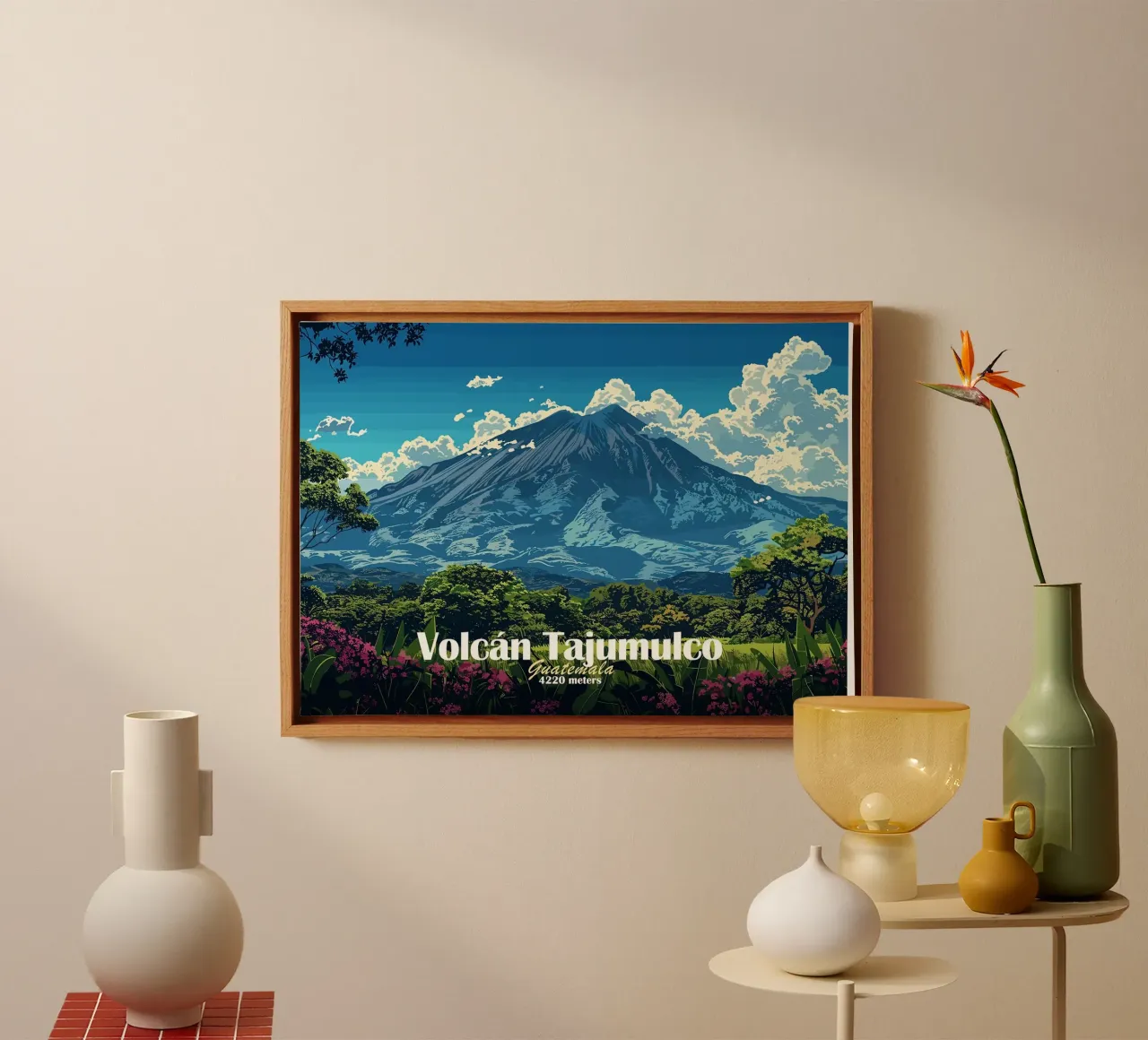 Vulkan Berg Wolken Himmel Leinwand mit Schattenfugenrahmen von James Isaac Jackson