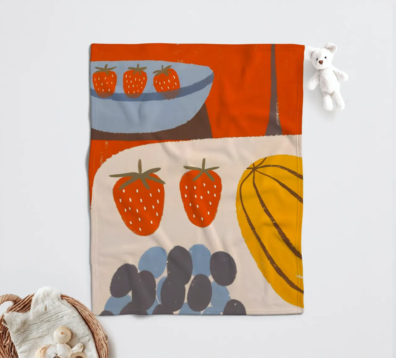 Strawberry Fruits fleece blanket by PERSONAL TOUCH