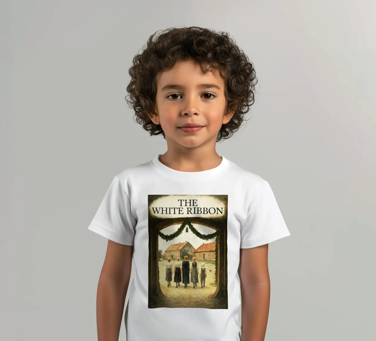 the white ribbon repainting imagination kids t-shirt by SIQAYA