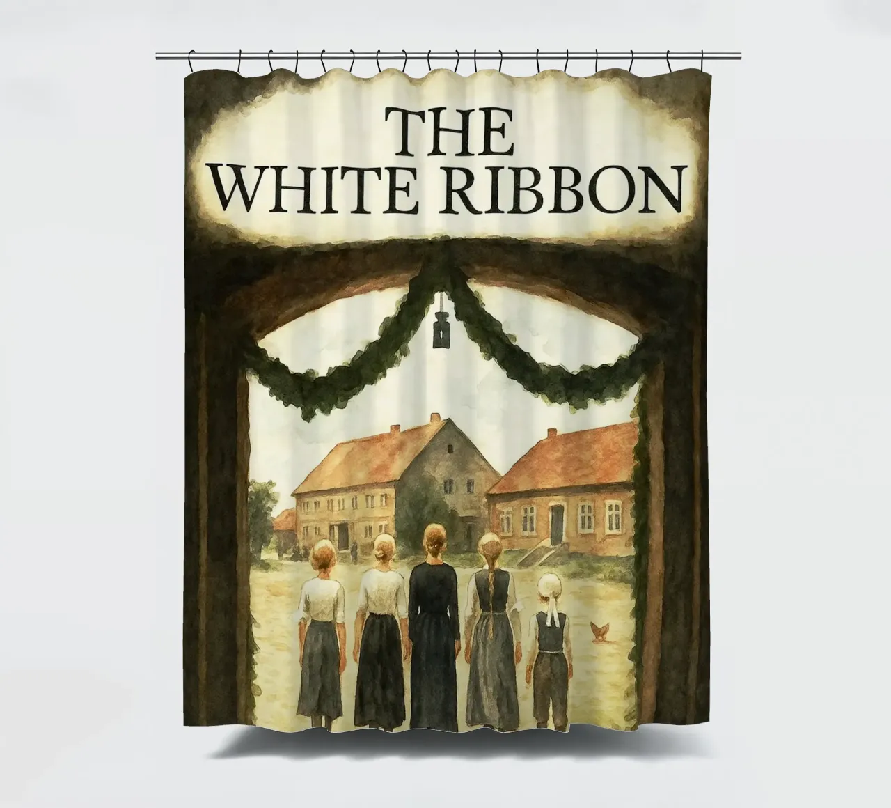 the white ribbon repainting imagination shower curtain by SIQAYA