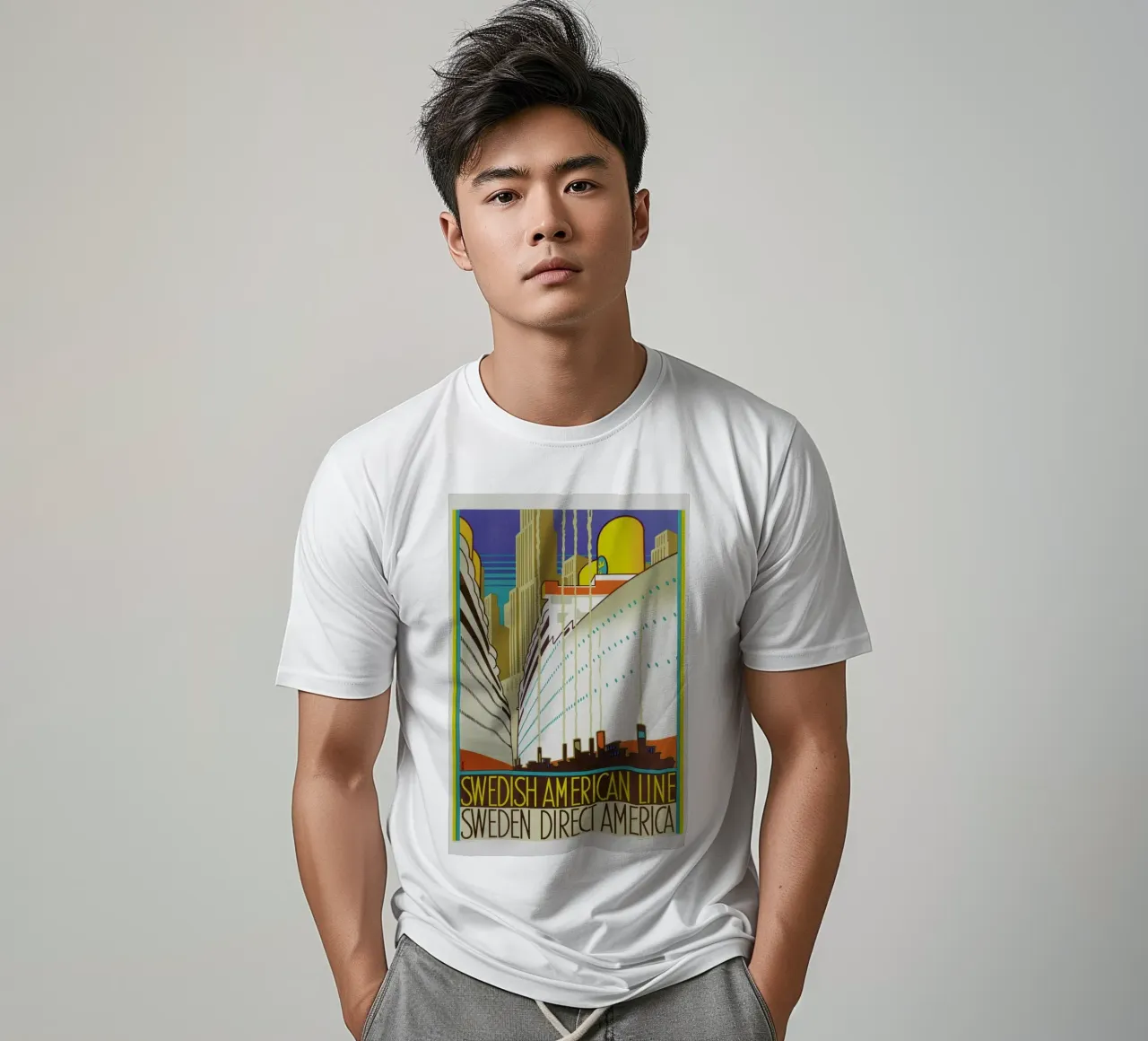 Monogrammed HR-Swedish American Line (Printed by Ronald Massey, London) t-shirt da ARTOTHEK
