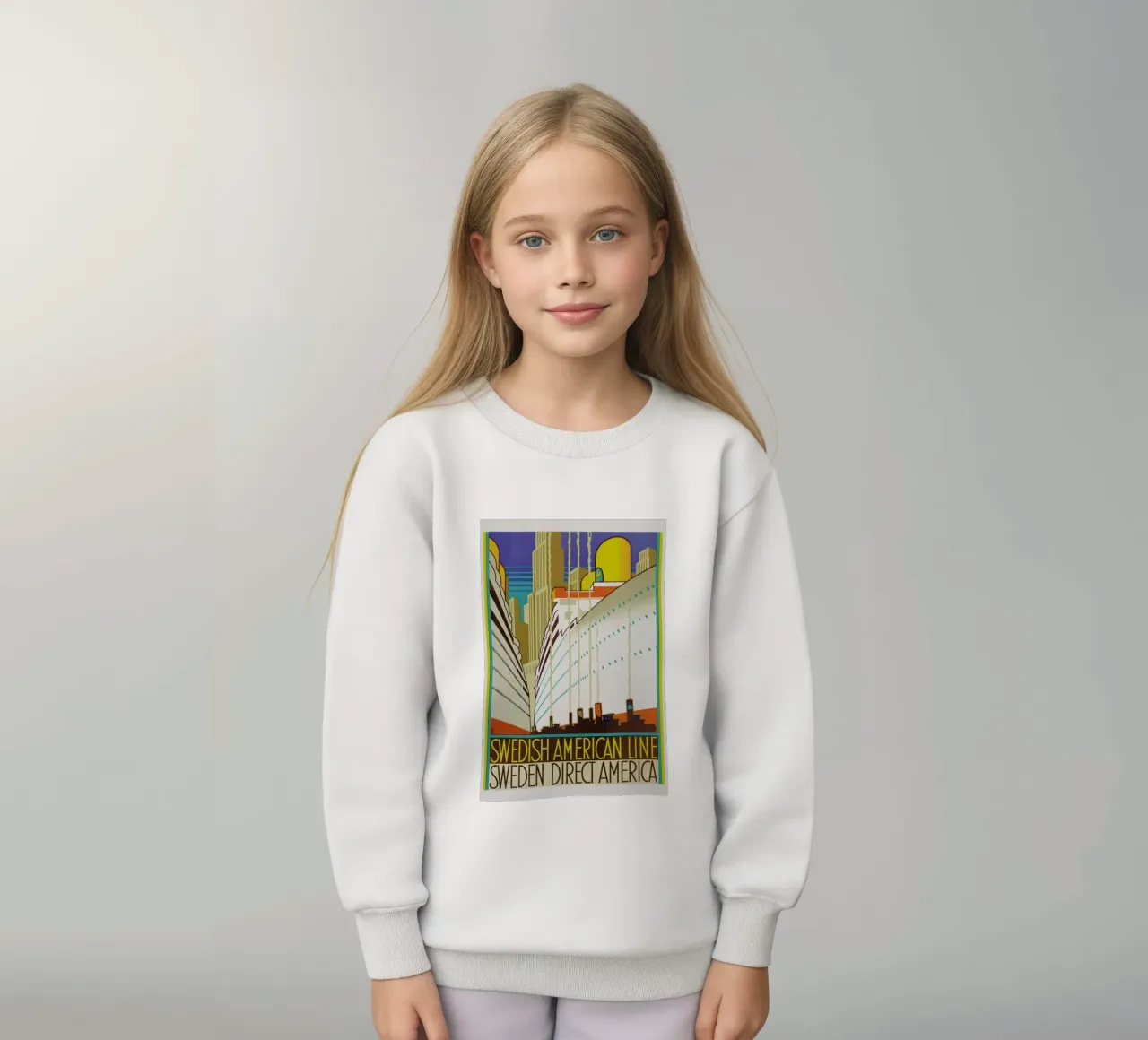 Monogrammed HR-Swedish American Line (Printed by Ronald Massey, London) felpa bambino da ARTOTHEK