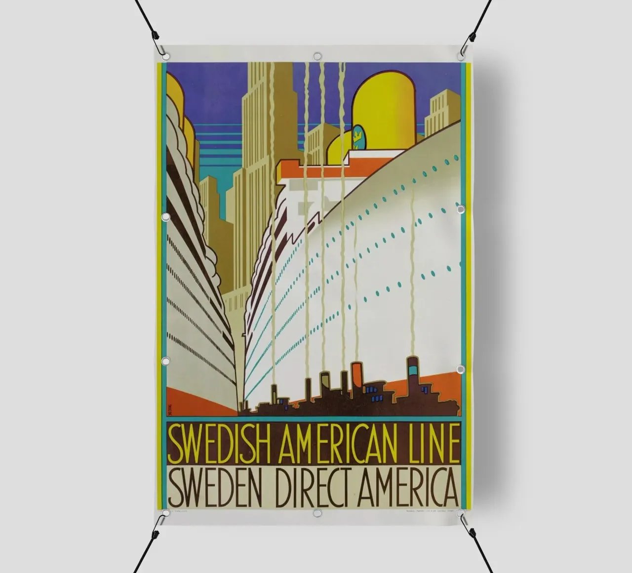 Monogrammed HR-Swedish American Line (Printed by Ronald Massey, London) telo in pvc da ARTOTHEK
